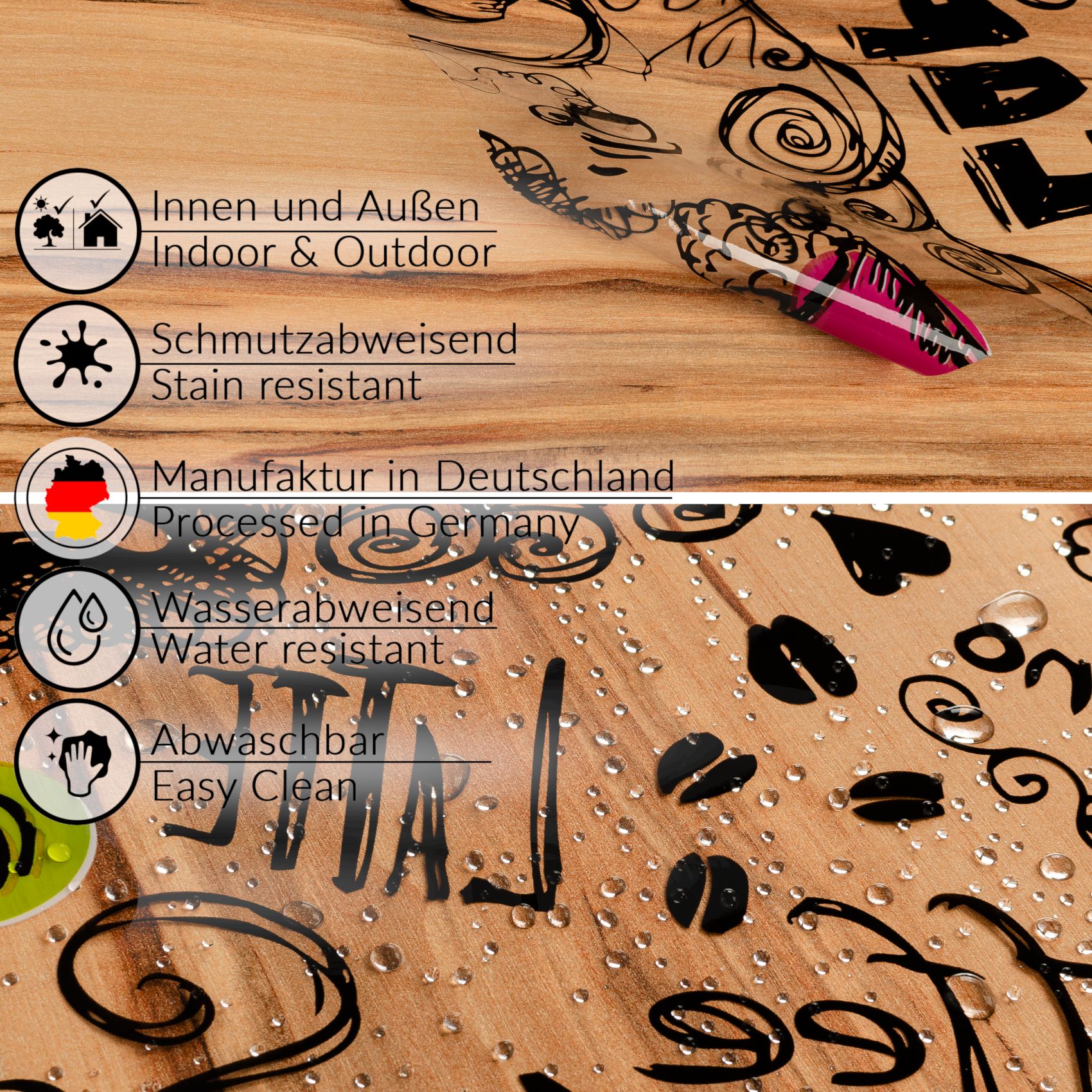 Durchsichtige Tischdecke transparent Tischschutz mit Muster 0,25mm Coffee