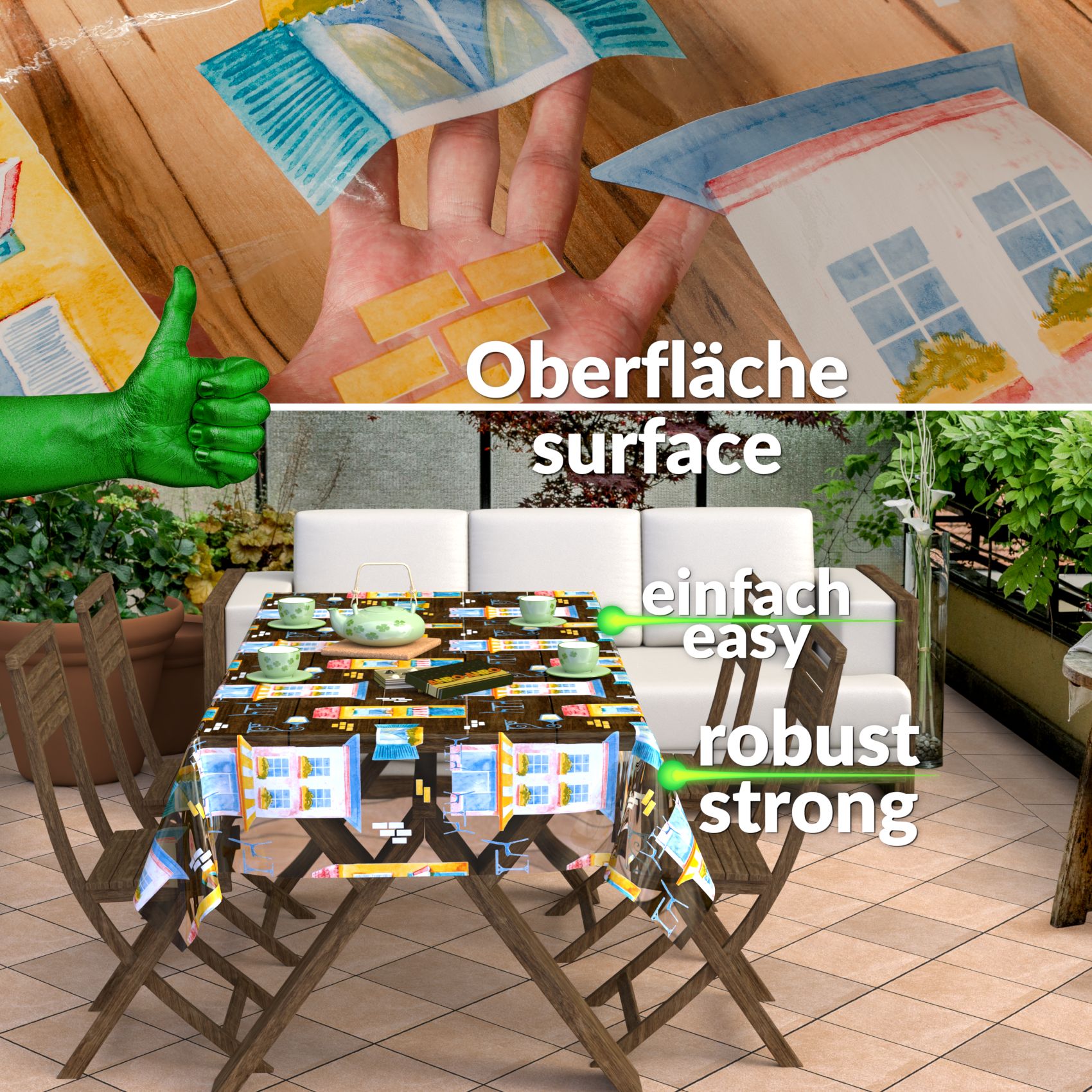 Durchsichtige Tischdecke transparent Tischschutz mit Muster 0,25mm Maison