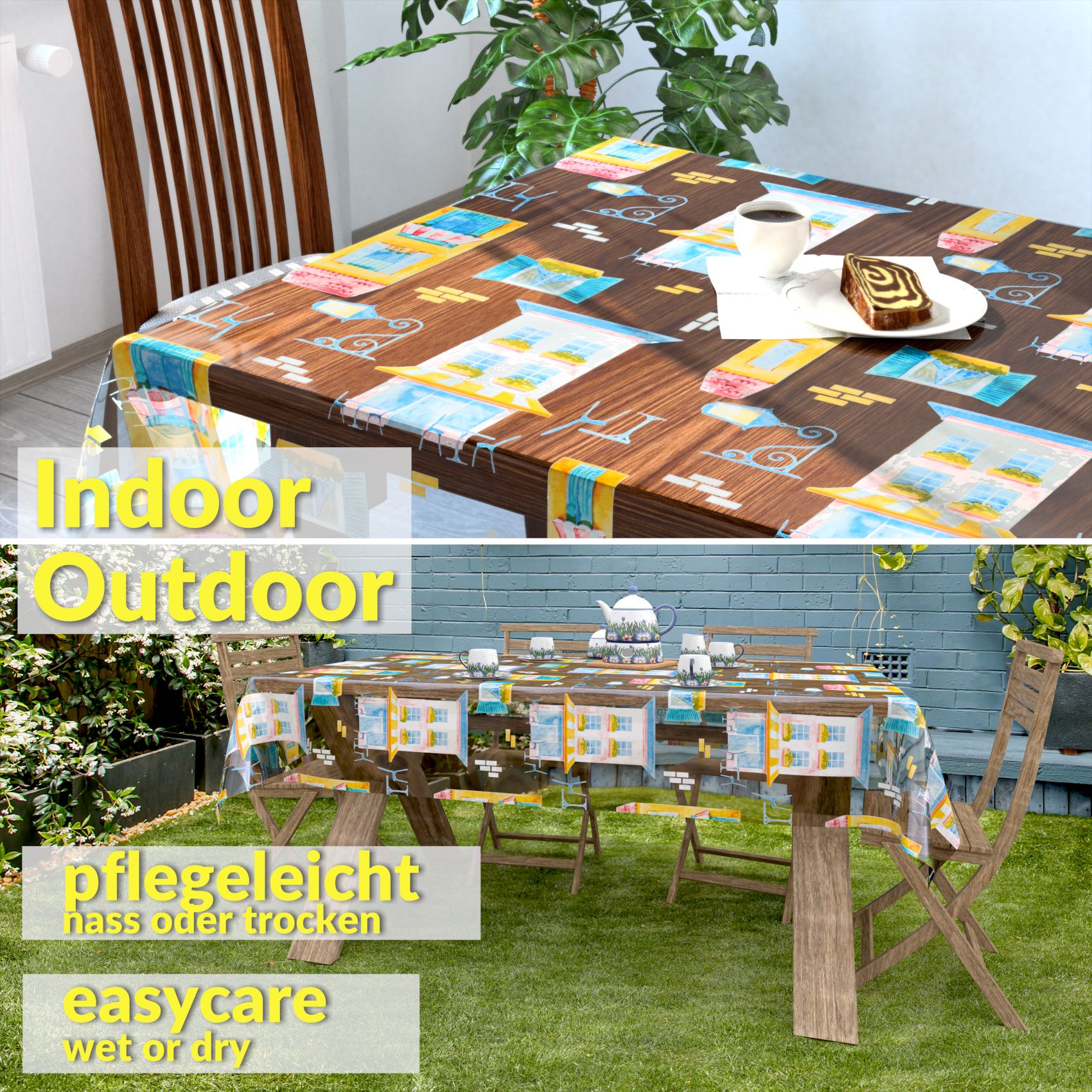 Durchsichtige Tischdecke transparent Tischschutz mit Muster 0,25mm Maison