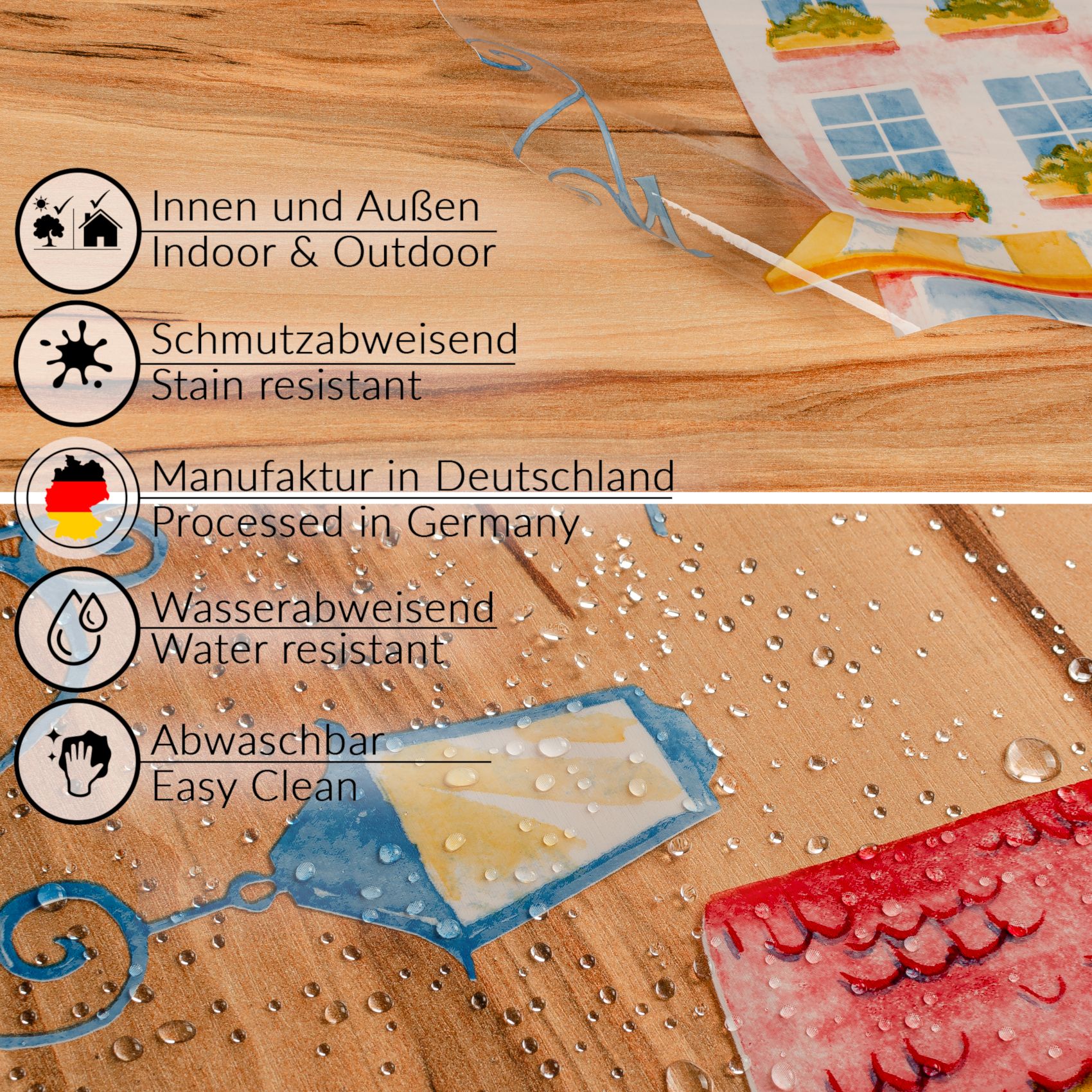 Durchsichtige Tischdecke transparent Tischschutz mit Muster 0,25mm Maison