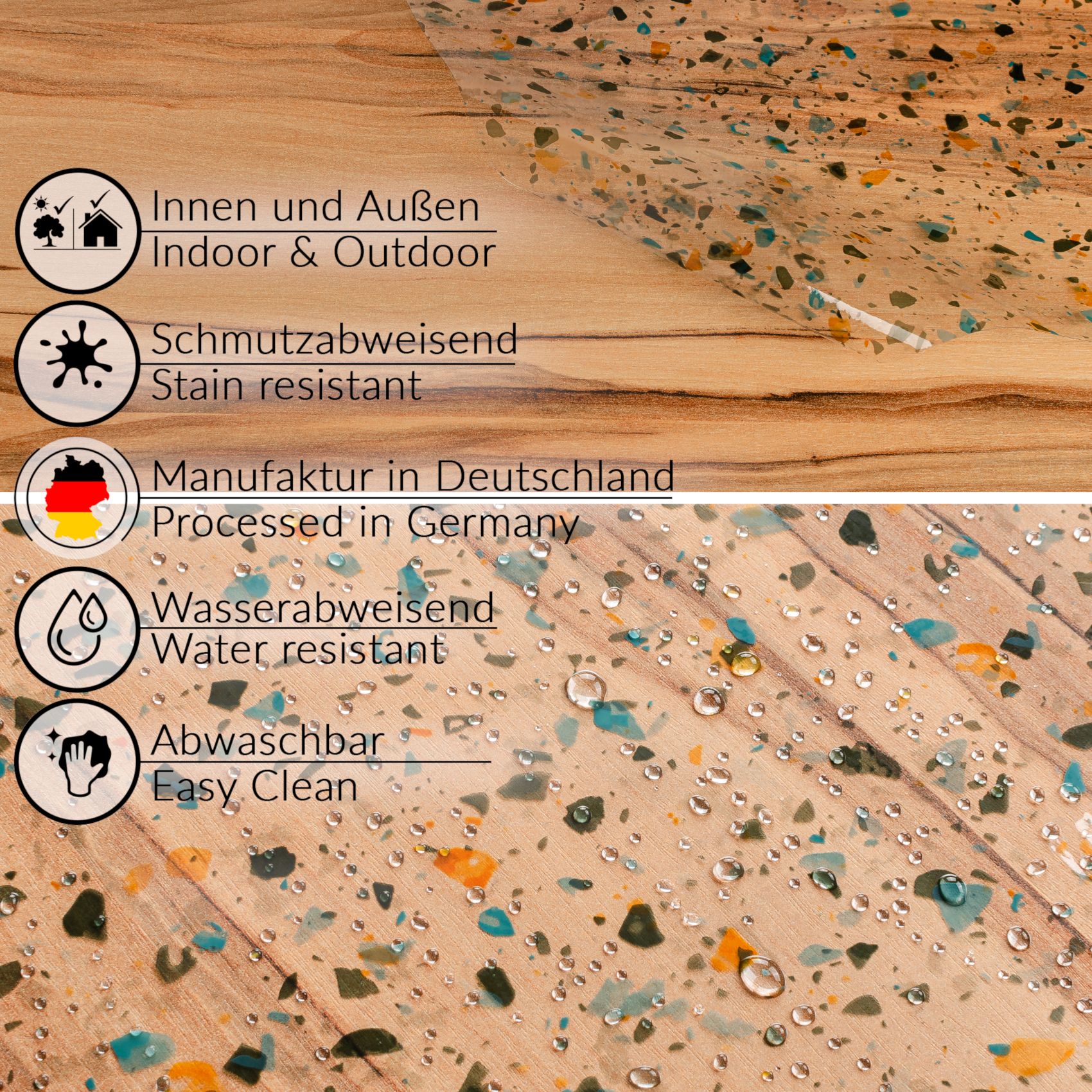 Durchsichtige Tischdecke transparent Tischschutz mit Muster 0,25mm Terrazo