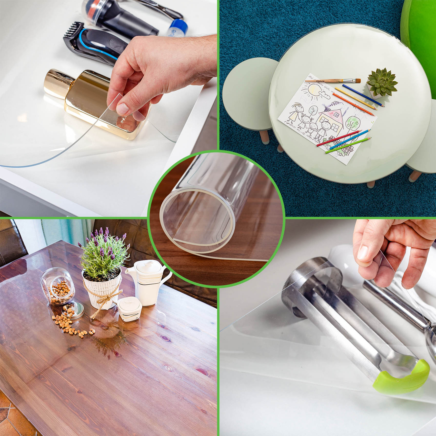 TA2_81 Tischfolie transparent Tischschutzfolie Schutzfolie Tisch Folie 1,5mm glasklar Glasfolie – 70cm, 100cm