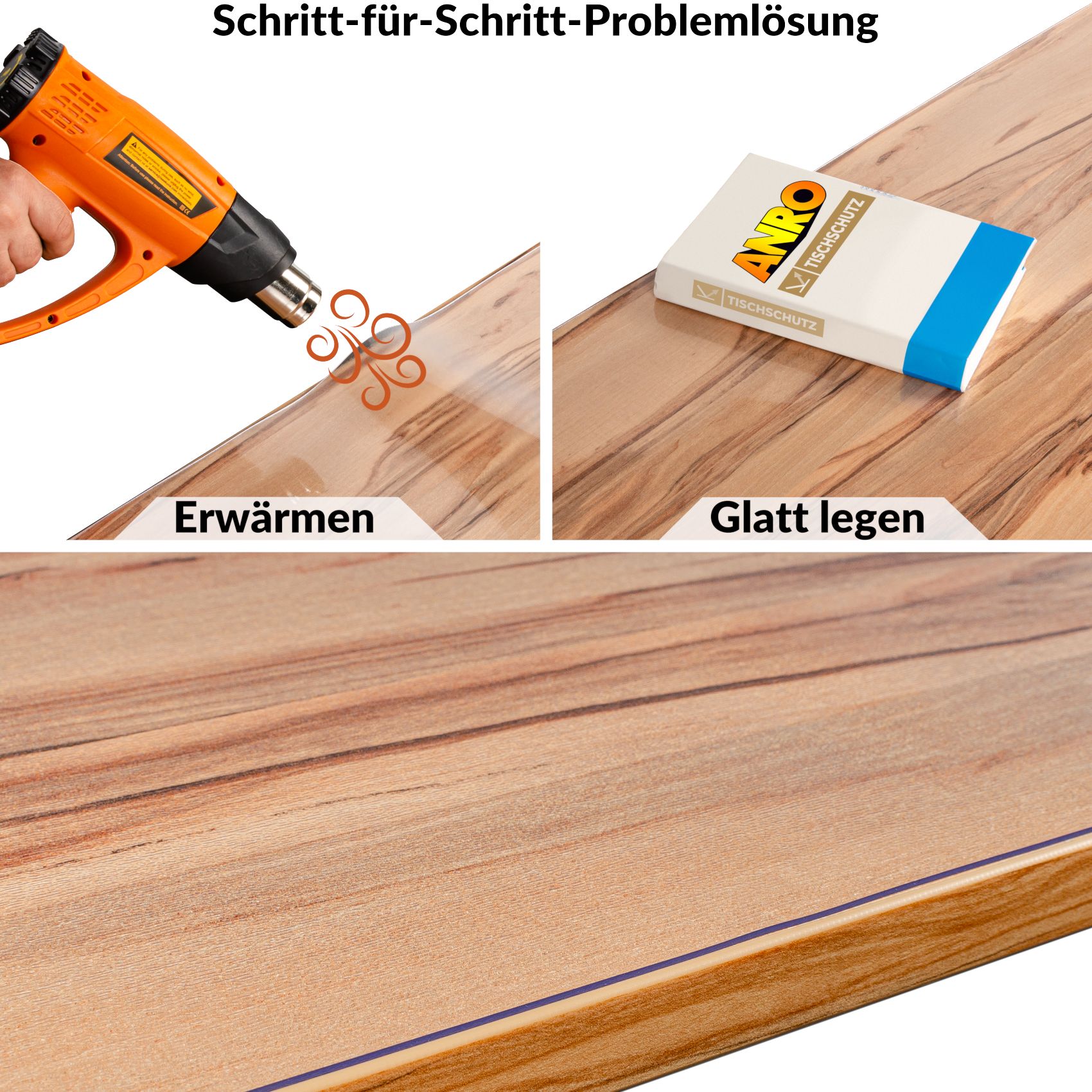 MA15_40 Tischfolie Tischschutzfolie feinmattiert transparenter Tischschutz matt 1,5mm – 90cm, 100cm