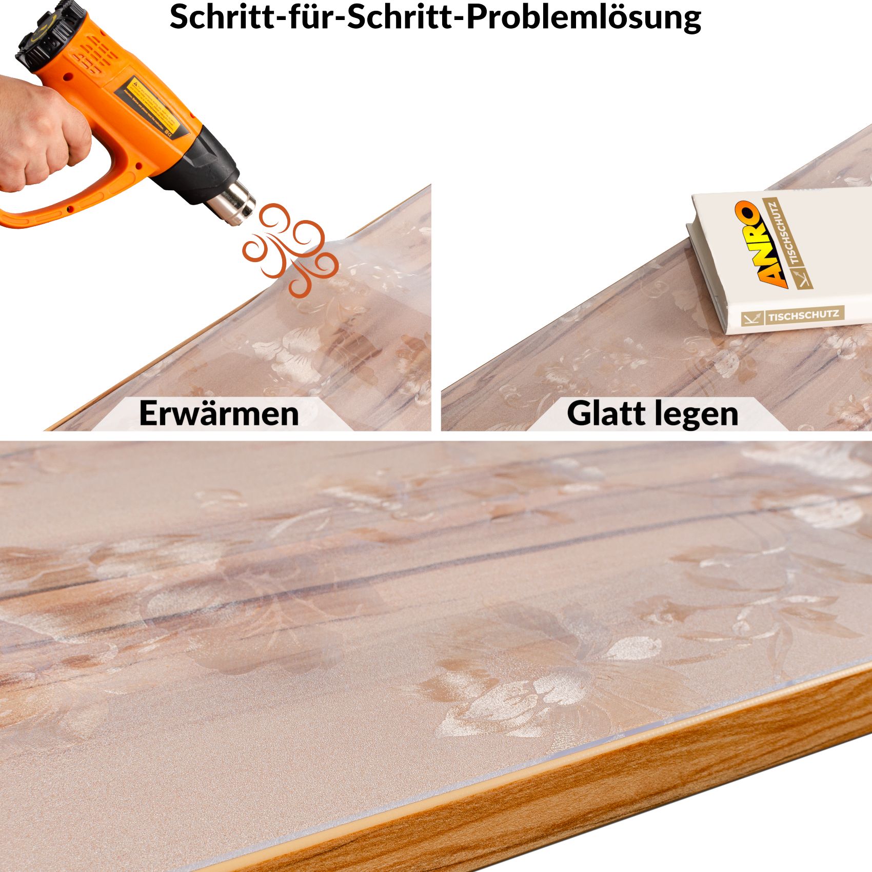 Tischfolie transparente Tischdecke durchsichtig Tischschutzfolie Tischschutz 1,5mm bedruckt Folie Motiv Blumen B-Ware