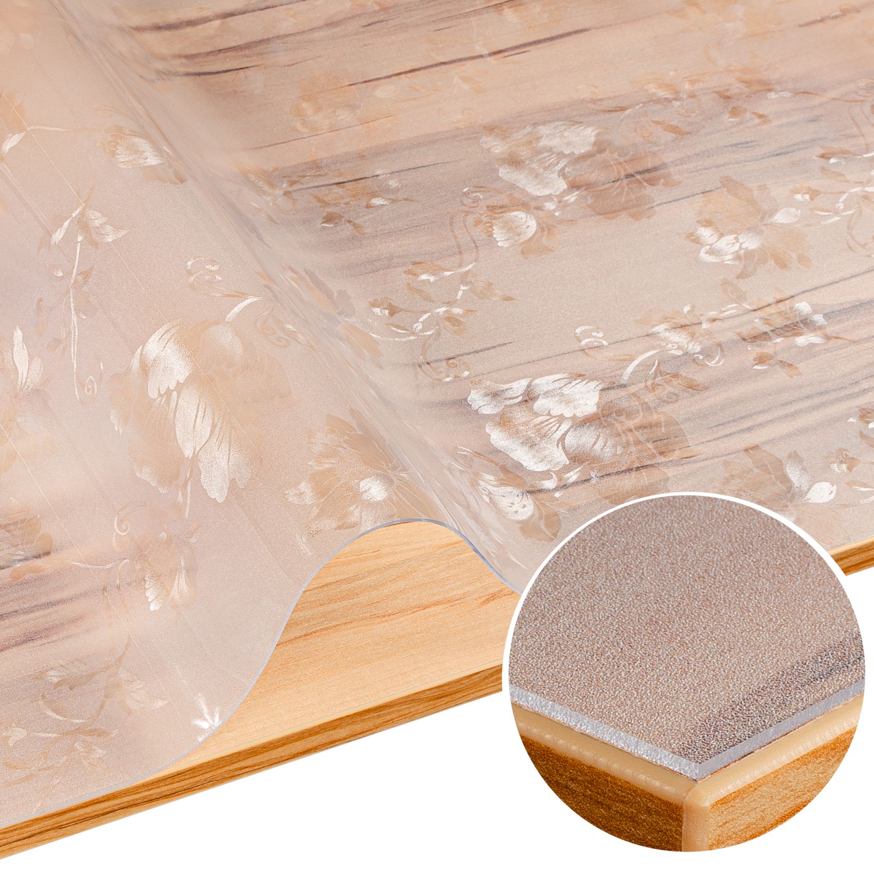 Tischfolie transparente Tischdecke durchsichtig Tischschutzfolie Tischschutz 1,5mm bedruckt Folie Motiv Blumen B-Ware