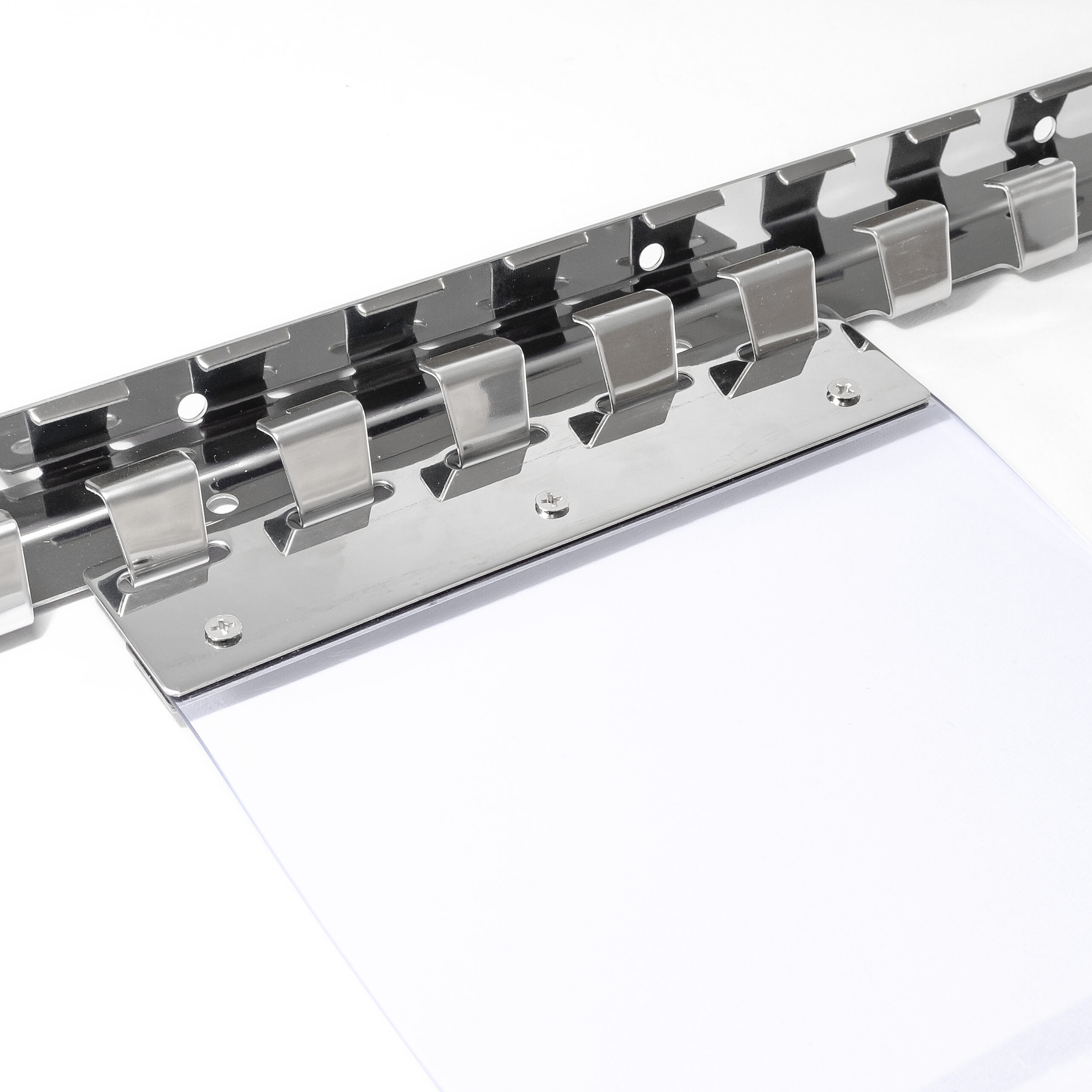Befestigungsschiene Set Edelstahlschiene L-1m für PVC Streifenvorhänge Lamellen in der Breite 20cm