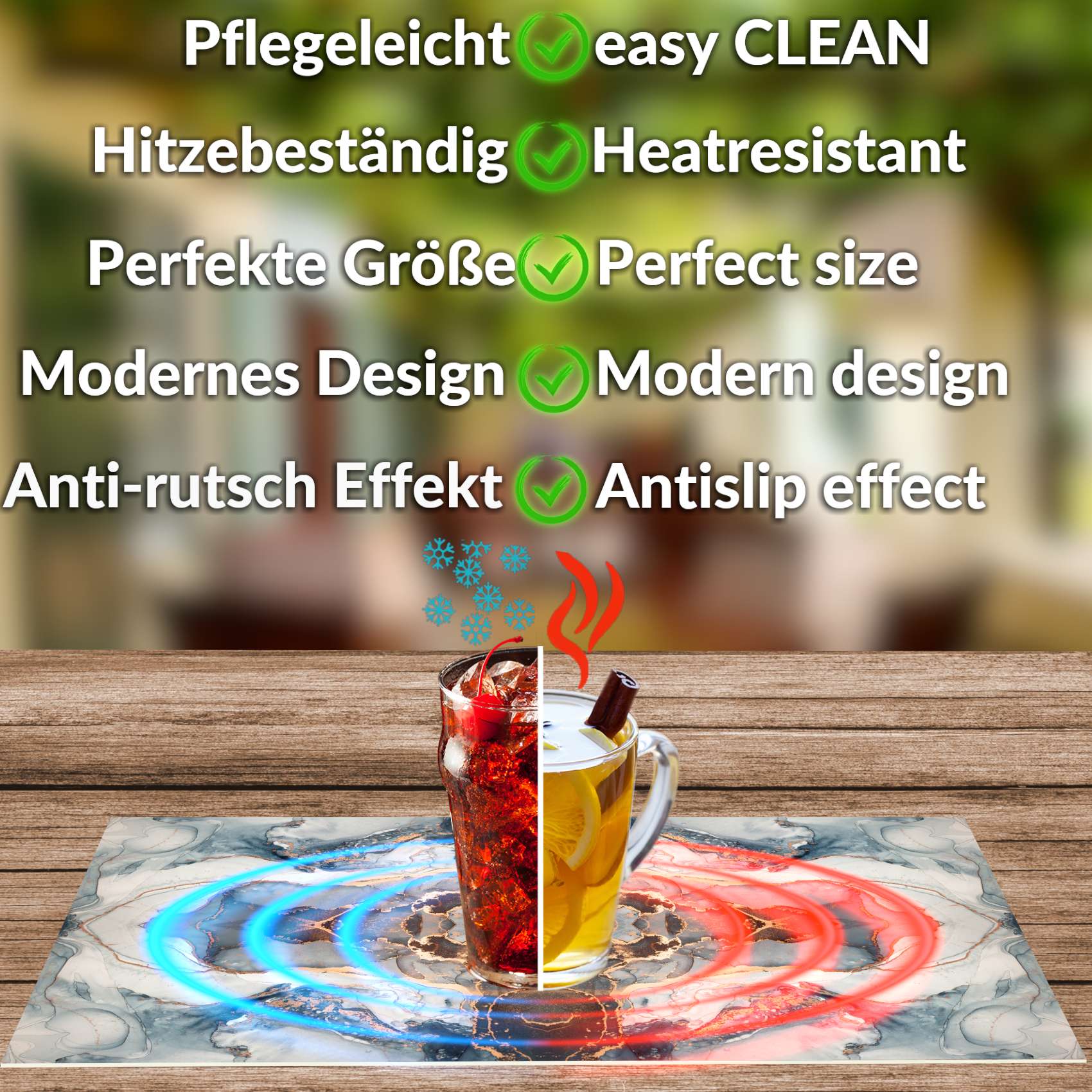 Platzset Tischset Tischmatte Platzdeckchen abwaschbar PVC Platzmatte Marmor Hell 30x45cm