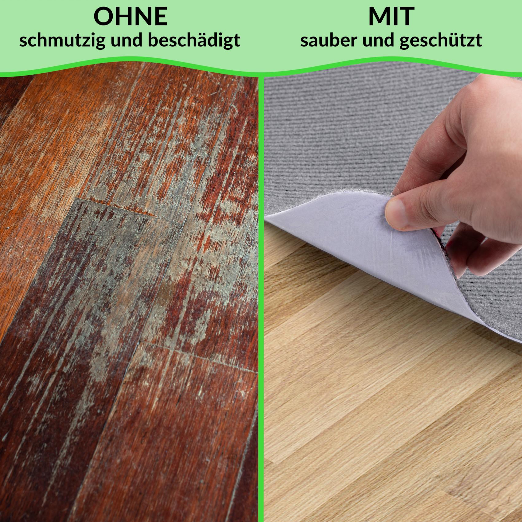 Bürostuhlunterlage Bodenschutzmatte Teppich Schreibtischstuhl Unterlage selbsthaftend NEMESIS Grau