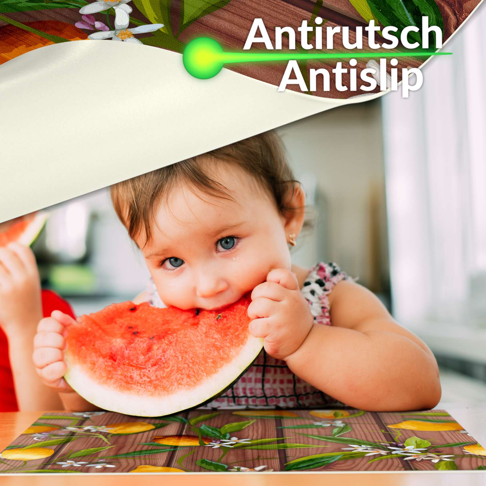 Platzsets Tischset Platzdeckchen abwaschbar Tischuntersetzer PVC hitzebeständig Zitrone Braun Grau 35x50cm