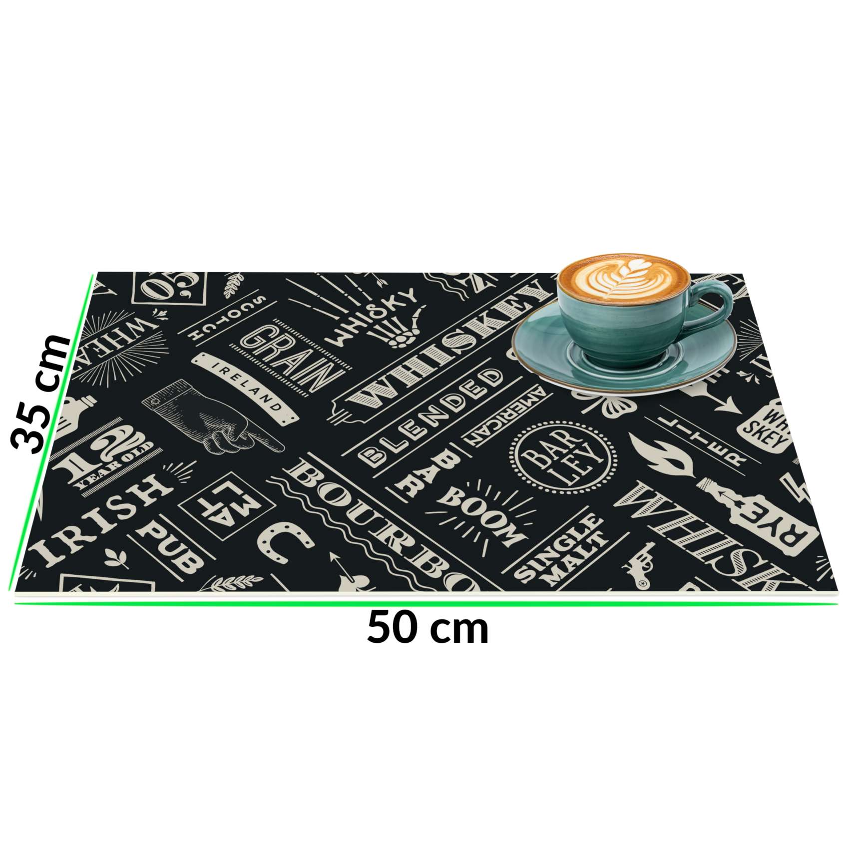 Platzsets Tischset Platzdeckchen abwaschbar Tischuntersetzer PVC hitzebeständig Whisky Anthrazit 35x50cm