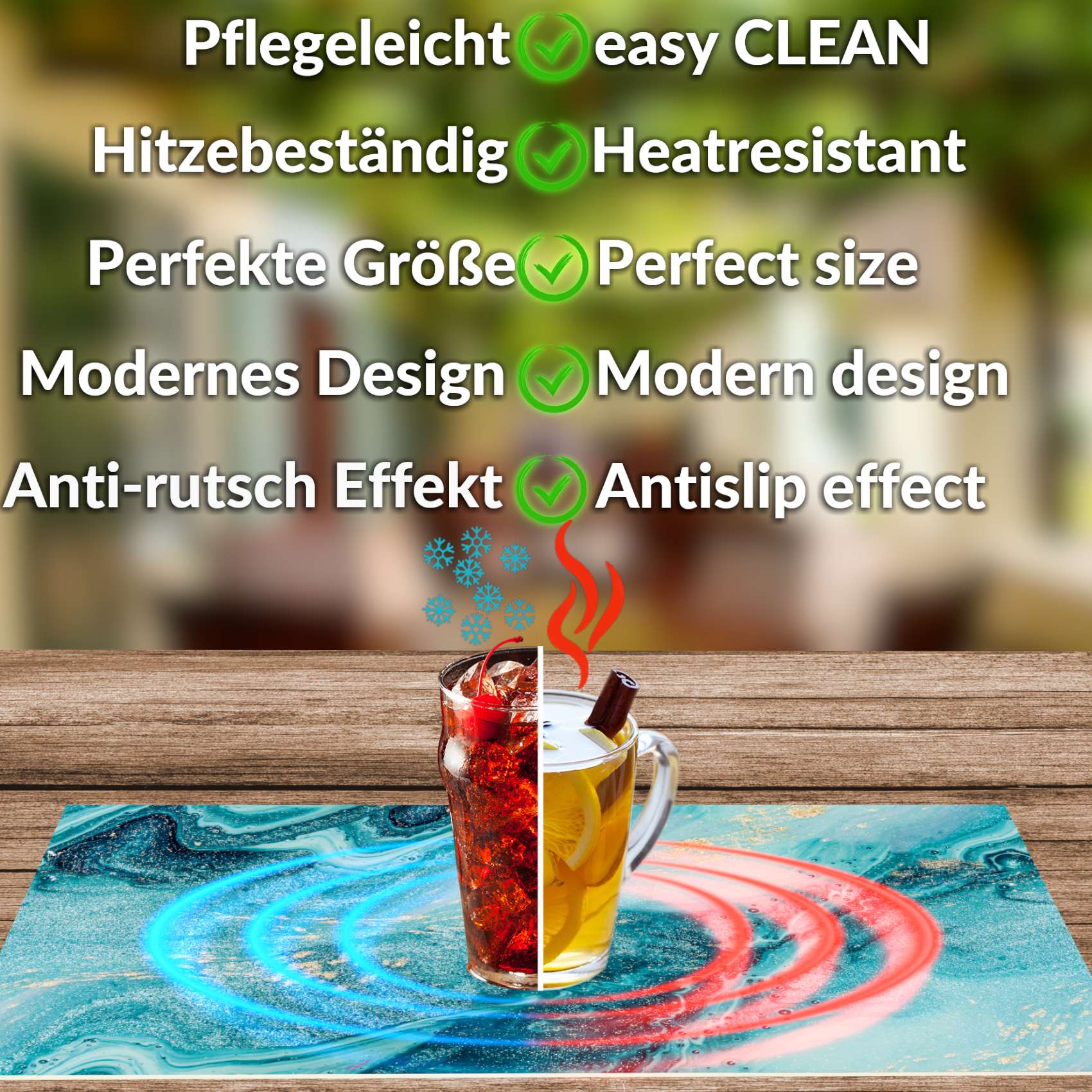 Platzsets Tischset Platzdeckchen abwaschbar Tischuntersetzer PVC hitzebeständig Marmor Blau 35x50cm