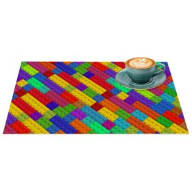 Platzsets Tischset Platzdeckchen abwaschbar Tischuntersetzer PVC hitzebeständig Bunte Bausteine 35x50cm