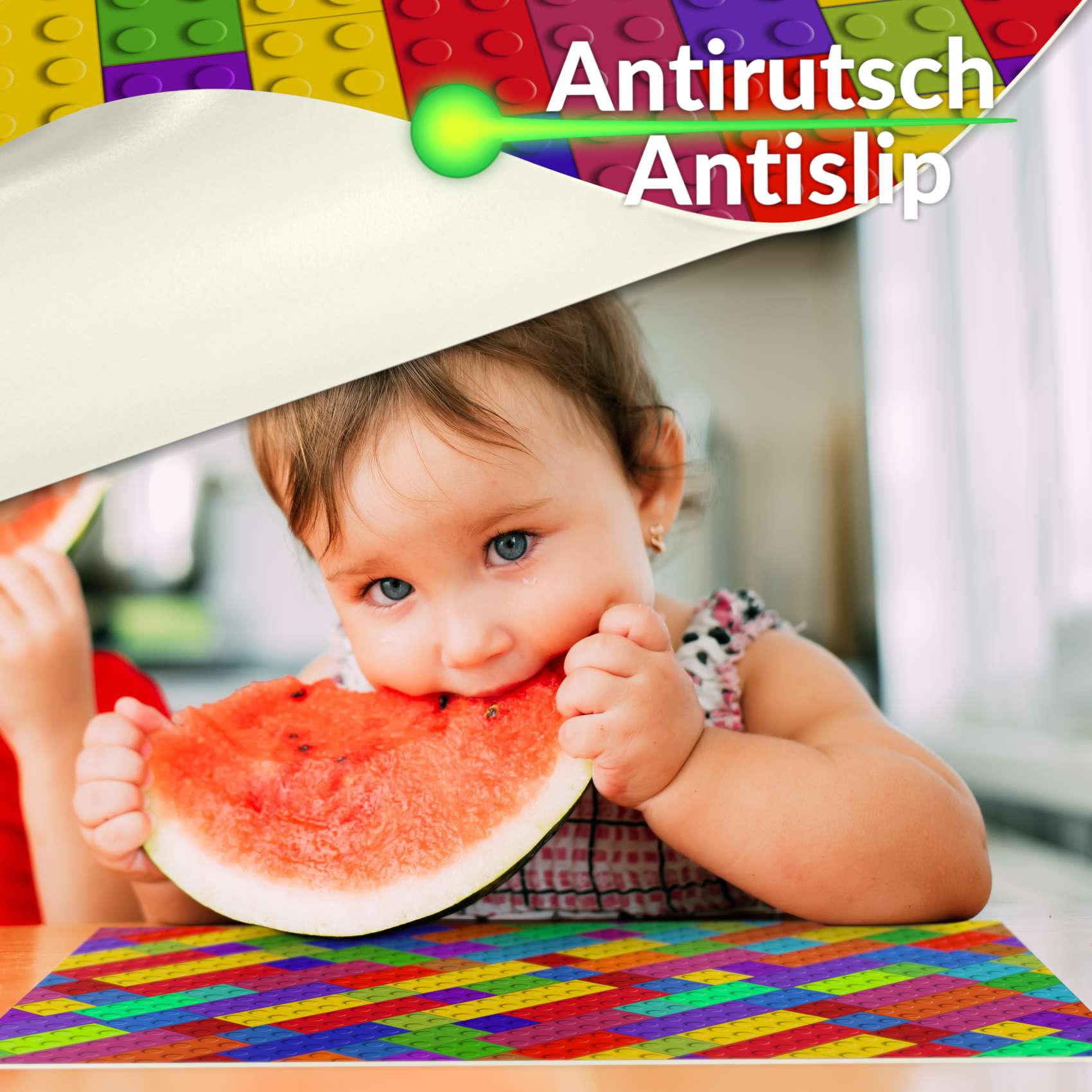 Platzsets Tischset Platzdeckchen abwaschbar Tischuntersetzer PVC hitzebeständig Bunte Bausteine 35x50cm