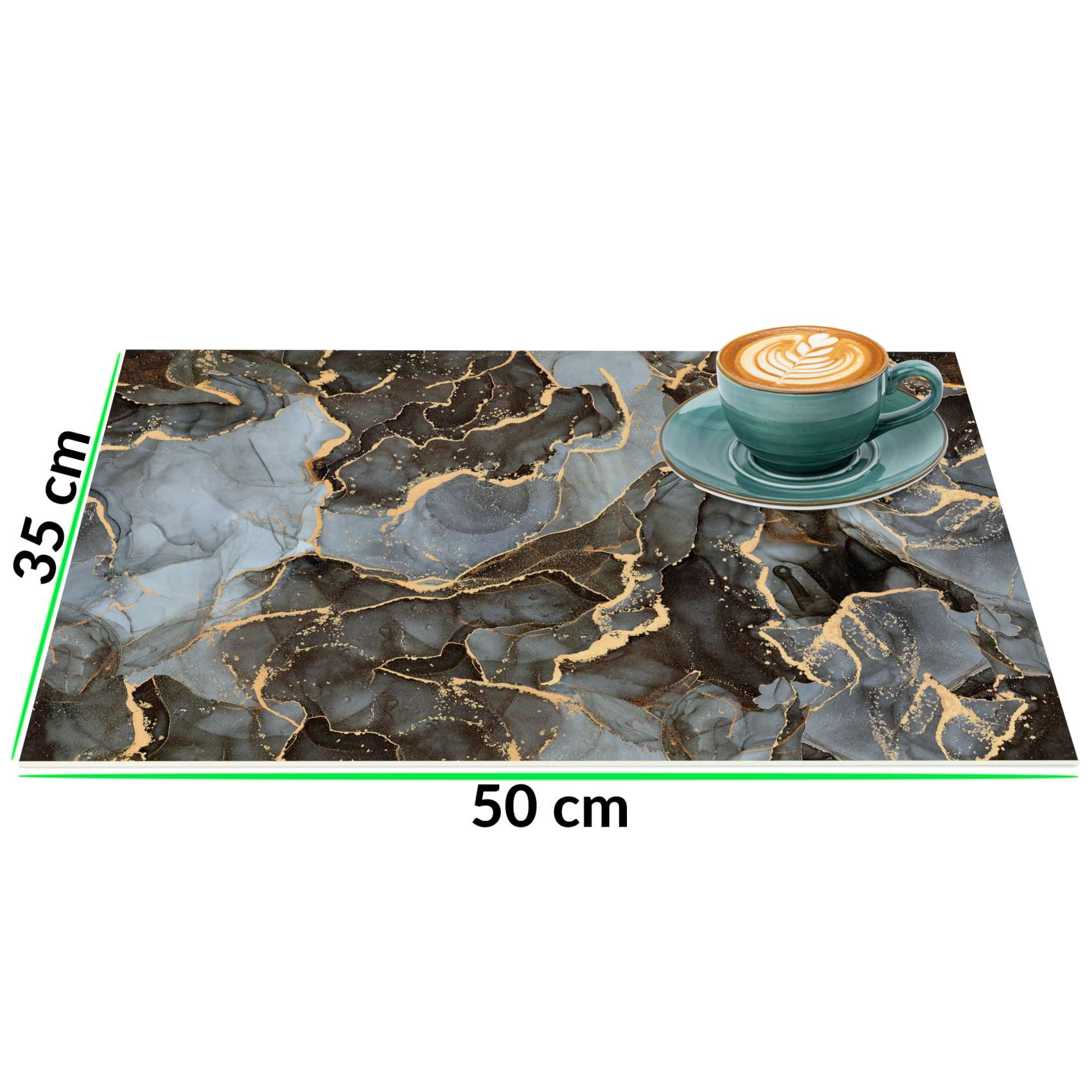 Platzsets Tischset Platzdeckchen abwaschbar Tischuntersetzer PVC hitzebeständig Marmor Dunkel 35x50cm
