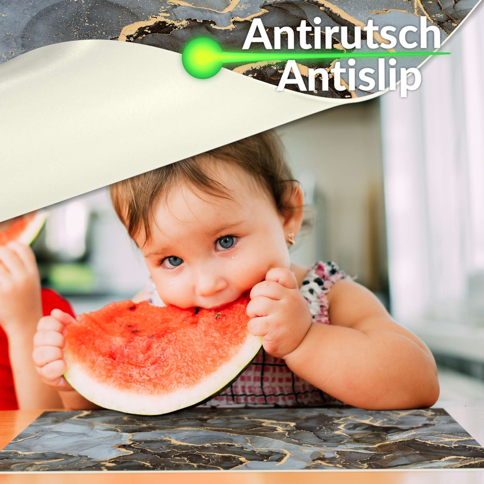 Platzsets Tischset Platzdeckchen abwaschbar Tischuntersetzer PVC hitzebeständig Marmor Dunkel 35x50cm