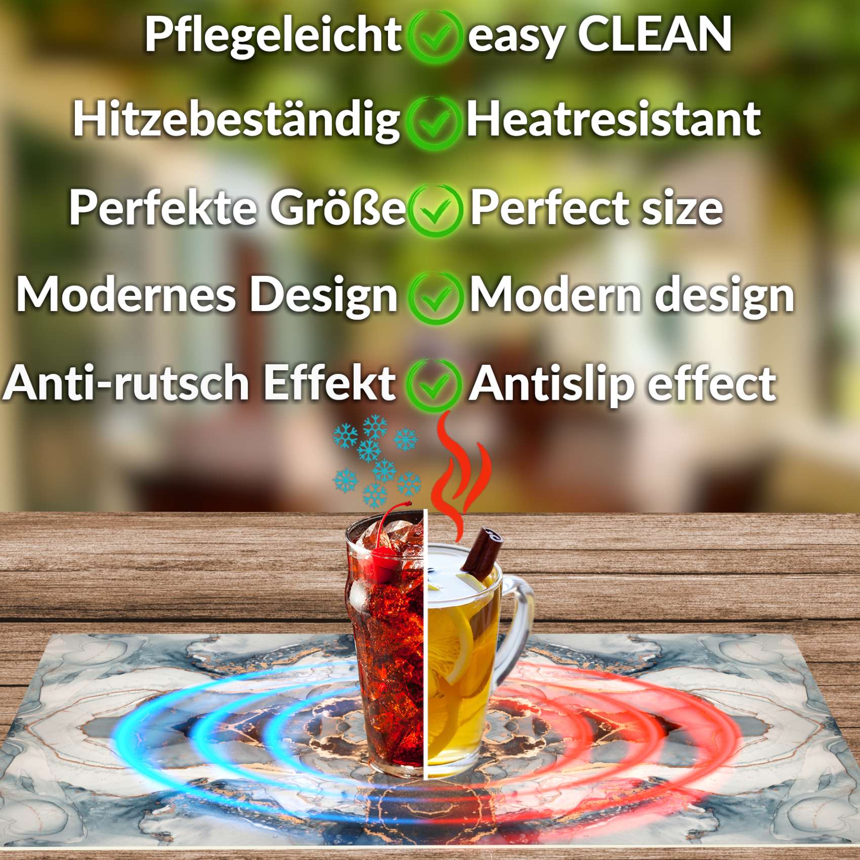 Platzsets Tischset Platzdeckchen abwaschbar Tischuntersetzer PVC hitzebeständig Marmor Hell 35x50cm