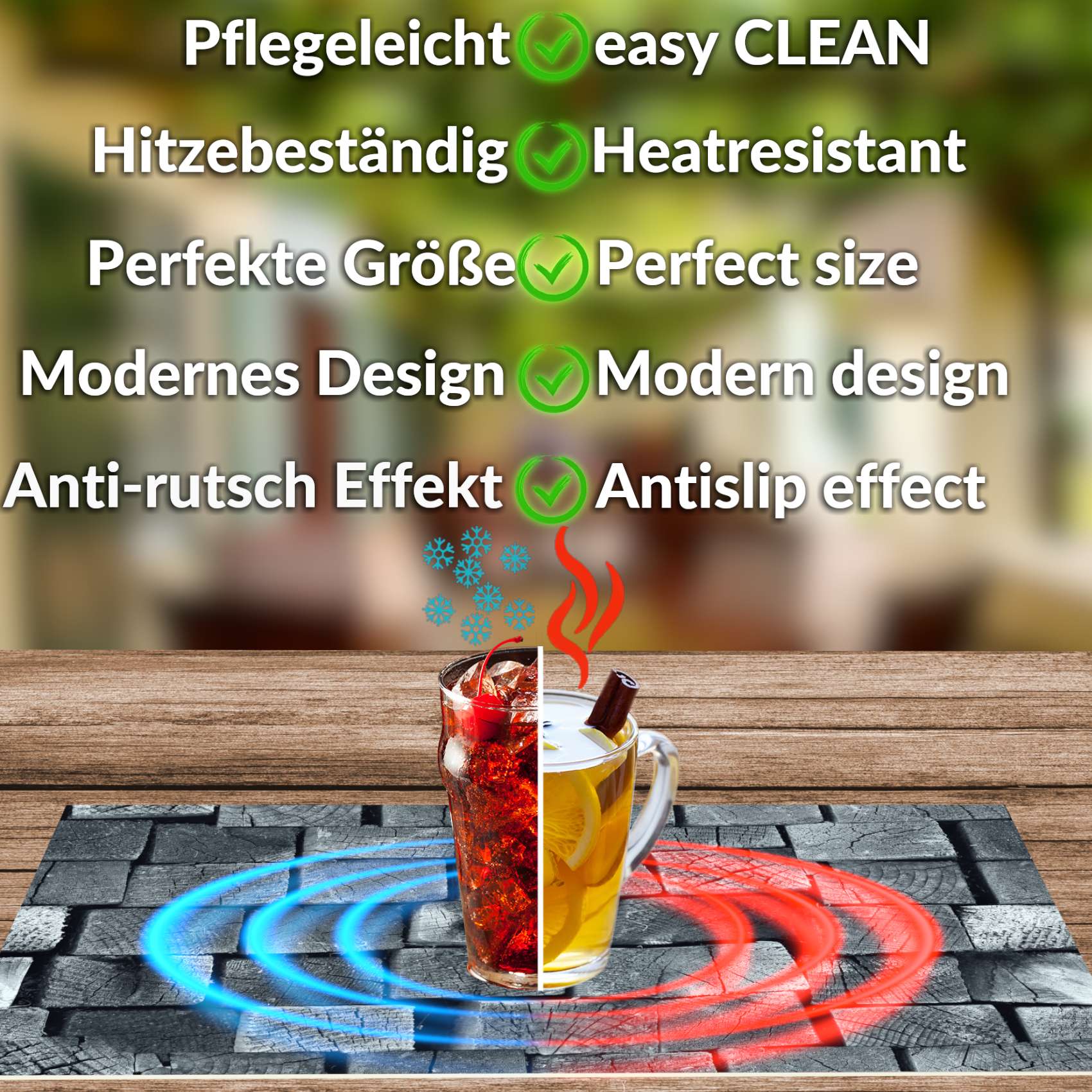 Platzsets Tischset Platzdeckchen abwaschbar Tischuntersetzer PVC hitzebeständig Holz 35x50cm