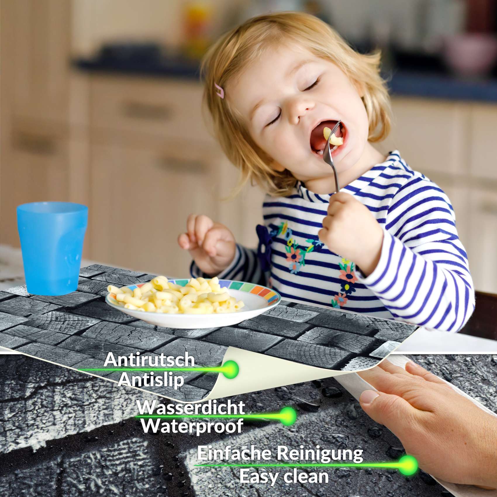 Platzsets Tischset Platzdeckchen abwaschbar Tischuntersetzer PVC hitzebeständig Holz 35x50cm