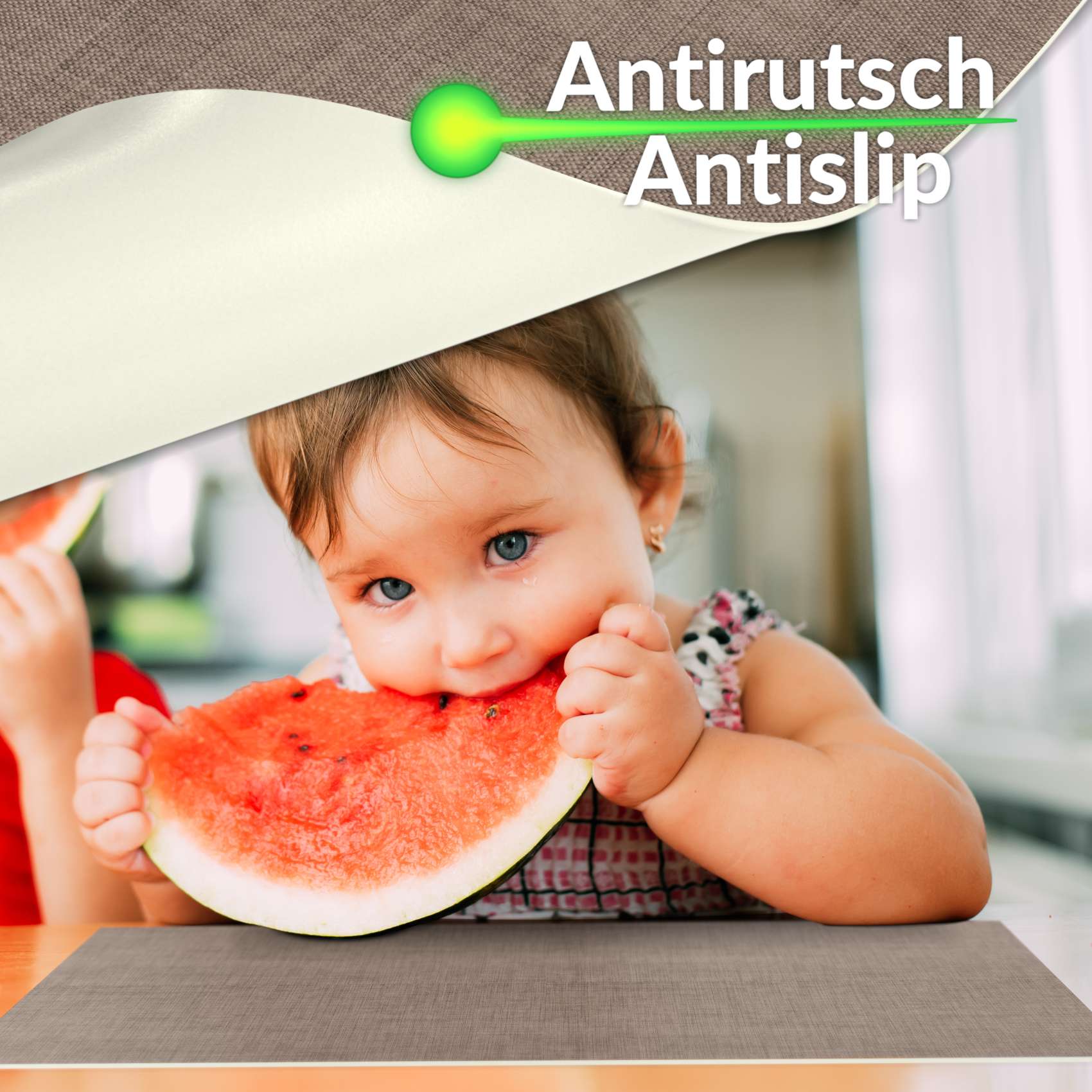 Platzsets Tischset Platzdeckchen abwaschbar Tischuntersetzer PVC hitzebeständig Uni Leinen Braun 35x50cm