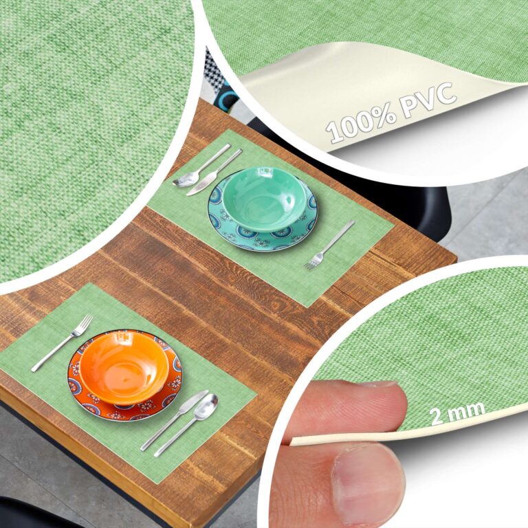 Platzsets Tischset Platzdeckchen abwaschbar Tischuntersetzer PVC hitzebeständig Uni Leinen green 35x50cm Tischschutzfolie nach Maß, Oval, Rund und nach Ihre Skizze!