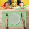 Platzsets Tischset Platzdeckchen abwaschbar Tischuntersetzer PVC hitzebeständig Uni Leinen green 35x50cm
