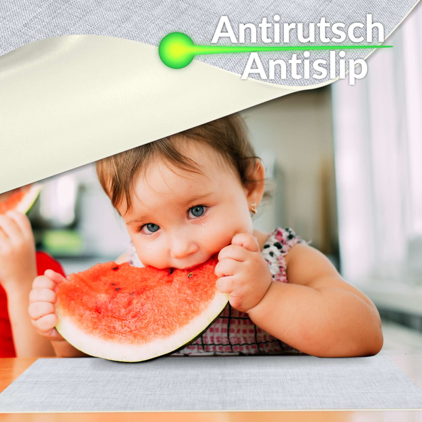 Platzsets Tischset Platzdeckchen abwaschbar Tischuntersetzer PVC hitzebeständig Uni Leinen light 35x50cm