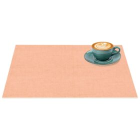 Platzsets Tischset Platzdeckchen abwaschbar Tischuntersetzer PVC hitzebeständig Uni Leinen peach 35x50cm