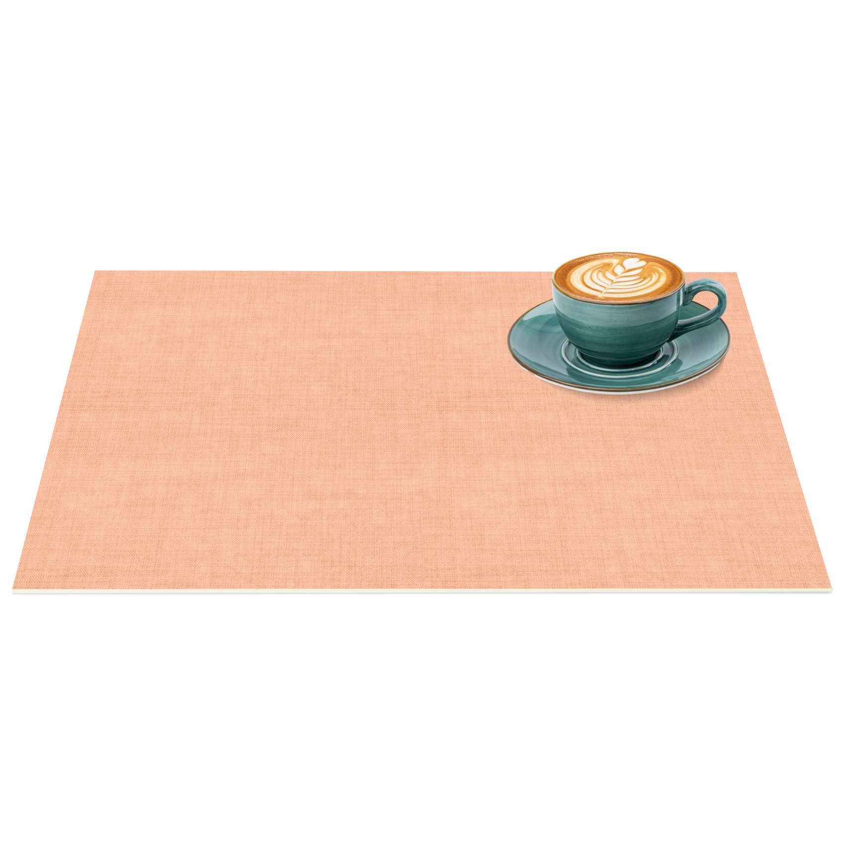 Platzsets Tischset Platzdeckchen abwaschbar Tischuntersetzer PVC hitzebeständig Uni Leinen peach 35x50cm