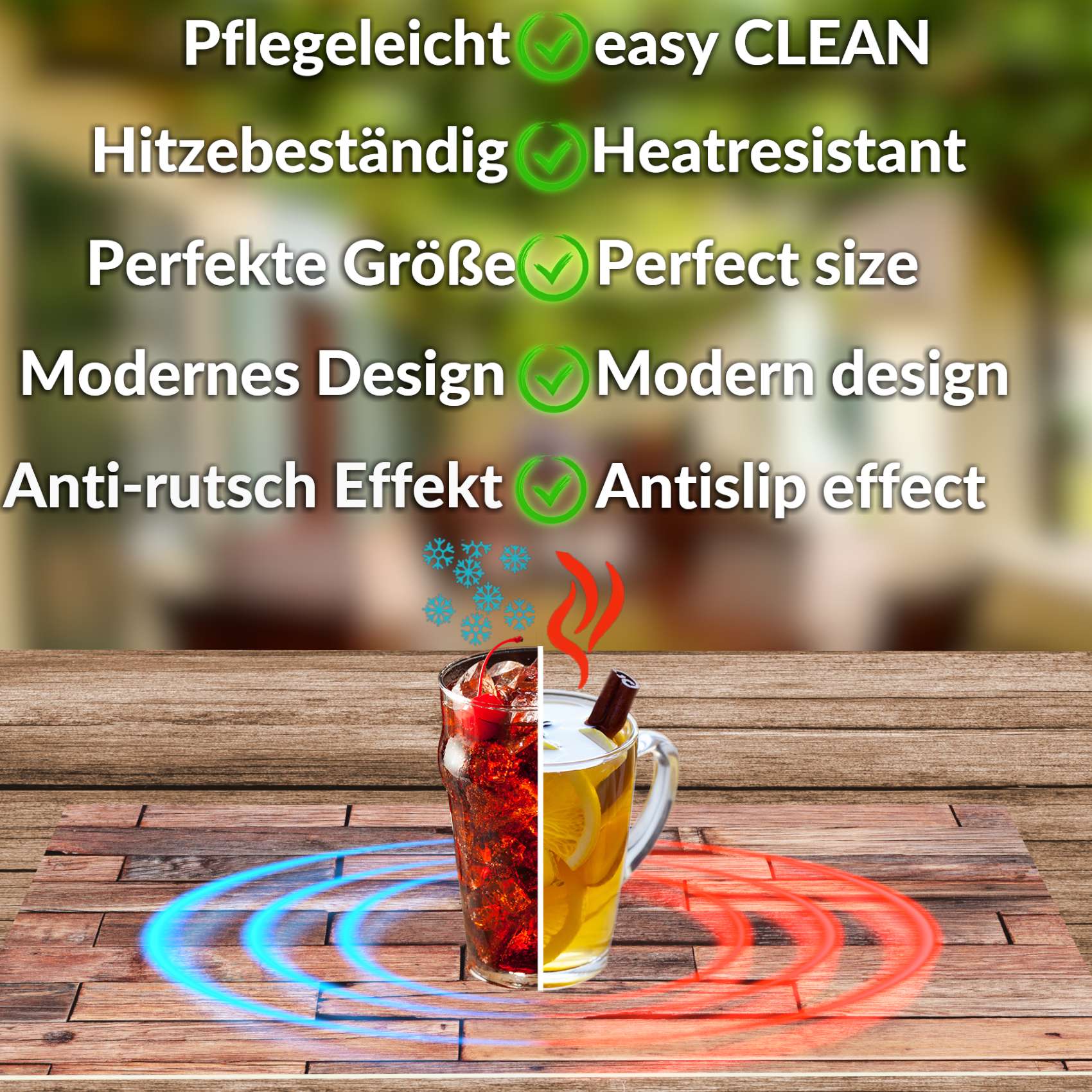 Platzsets Tischset Platzdeckchen abwaschbar Tischuntersetzer PVC hitzebeständig Whisky Wood Braun 35x50cm