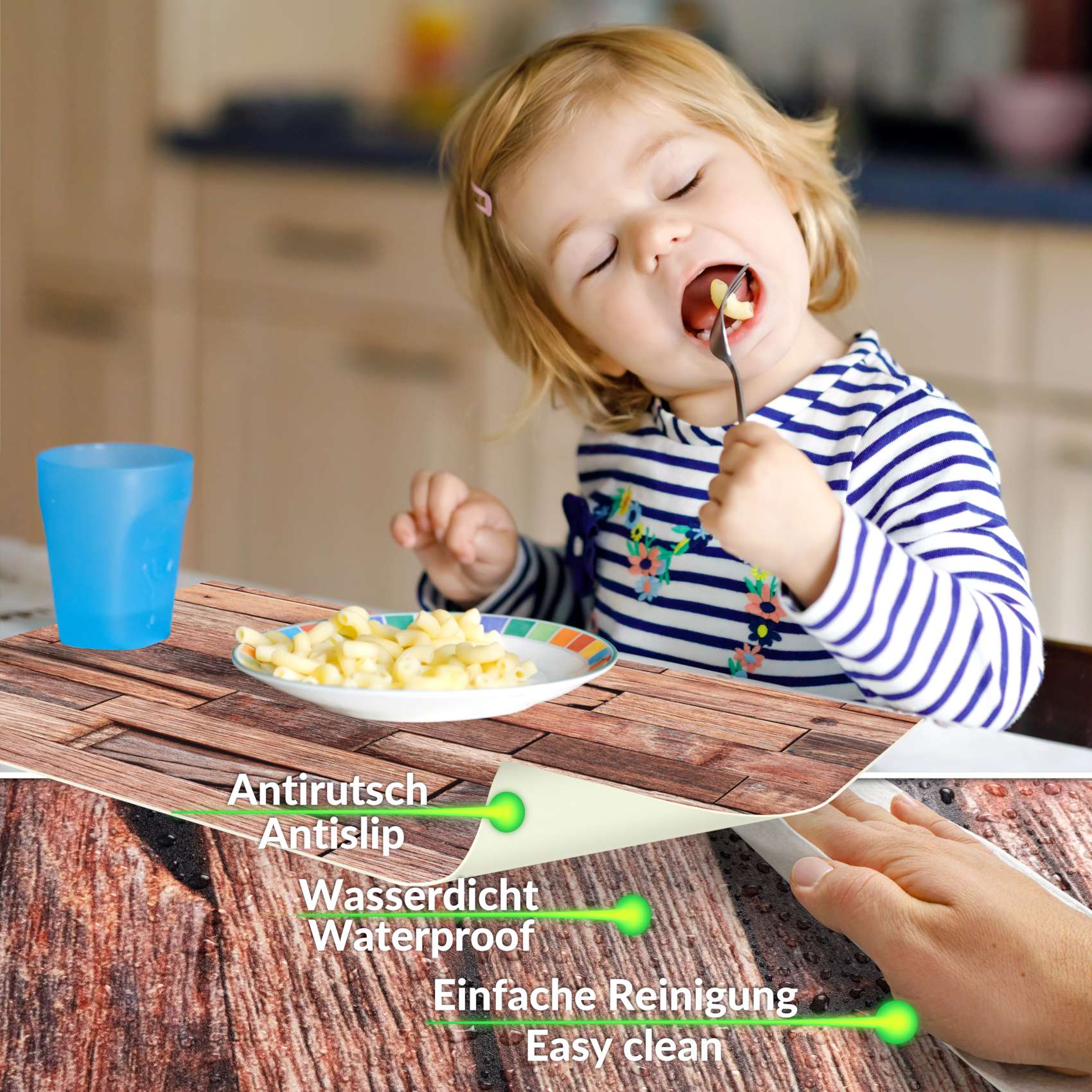 Platzsets Tischset Platzdeckchen abwaschbar Tischuntersetzer PVC hitzebeständig Whisky Wood Braun 35x50cm