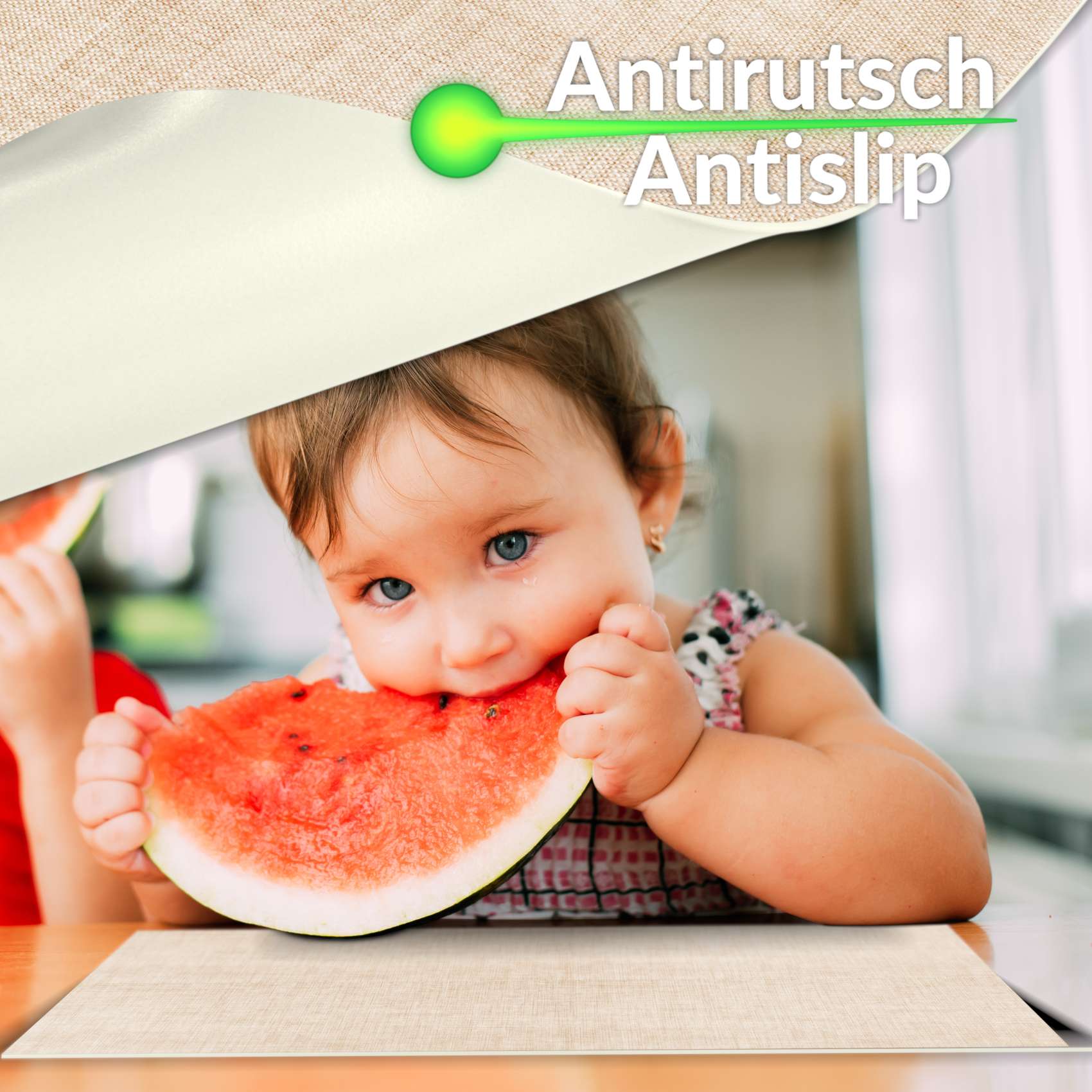 Tischset Platzset Platzdeckchen abwaschbar Tischuntersetzer PVC hitzebeständig Leinen Beige 30x45cm