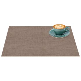 Tischset Platzset Platzdeckchen abwaschbar Tischuntersetzer PVC hitzebeständig Uni Leinen Braun 30x45cm