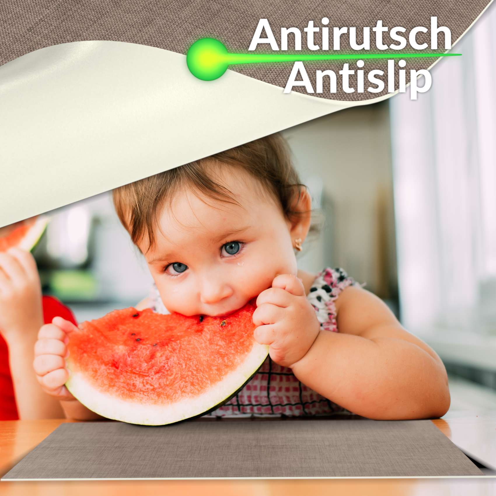 Tischset Platzset Platzdeckchen abwaschbar Tischuntersetzer PVC hitzebeständig Uni Leinen Braun 30x45cm