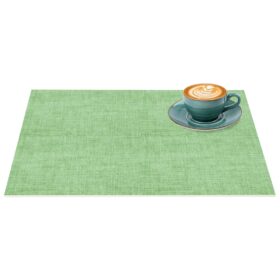 Platzsets Tischset Platzdeckchen abwaschbar Tischuntersetzer PVC hitzebeständig Uni Leinen green 30x45cm