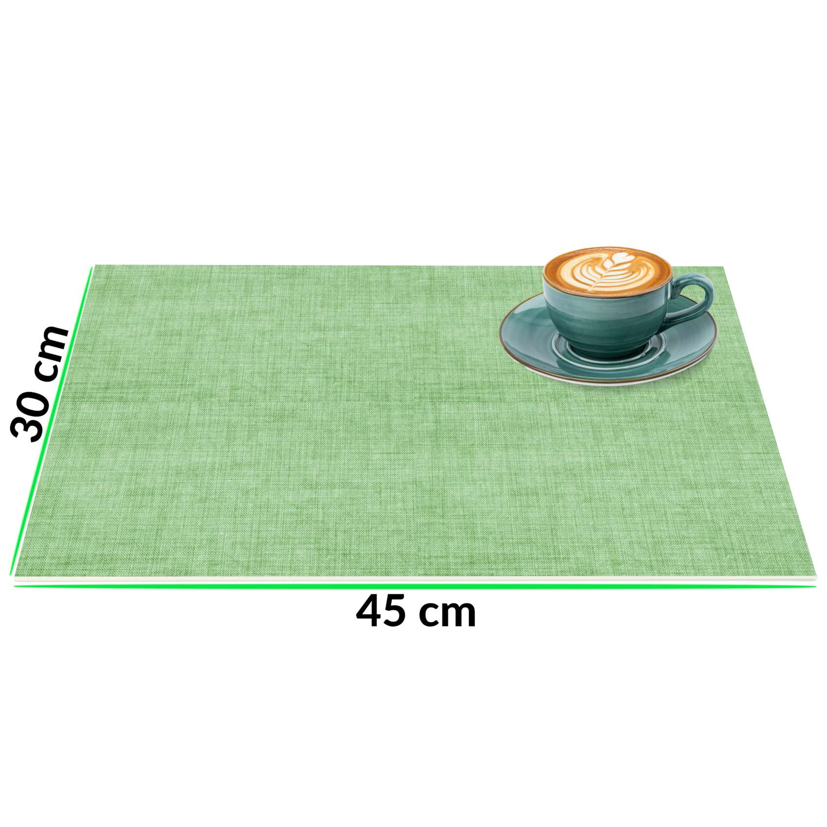 Platzsets Tischset Platzdeckchen abwaschbar Tischuntersetzer PVC hitzebeständig Uni Leinen green 30x45cm
