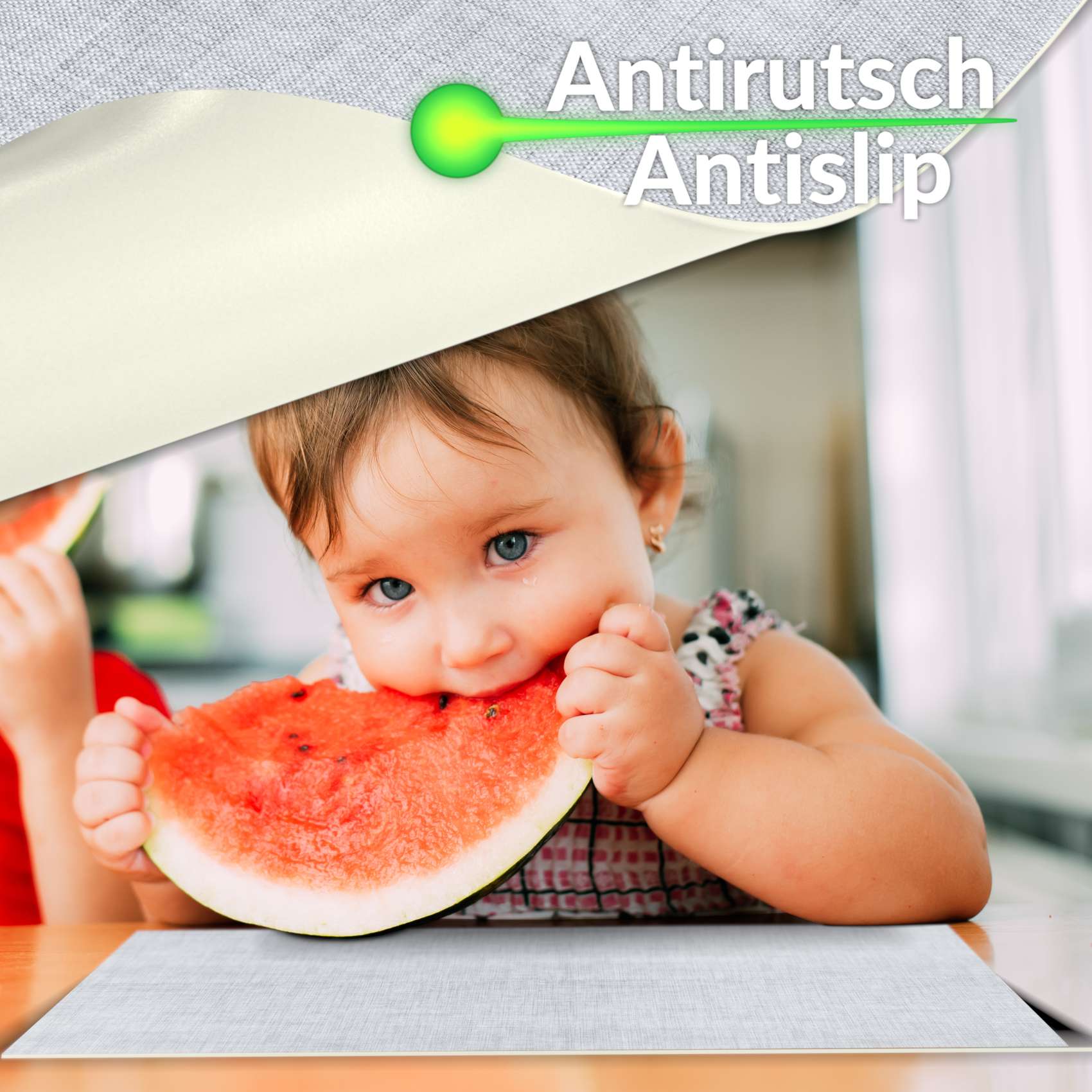 Platzsets Tischset Platzdeckchen abwaschbar Tischuntersetzer PVC hitzebeständig Uni Leinen light 30x45cm