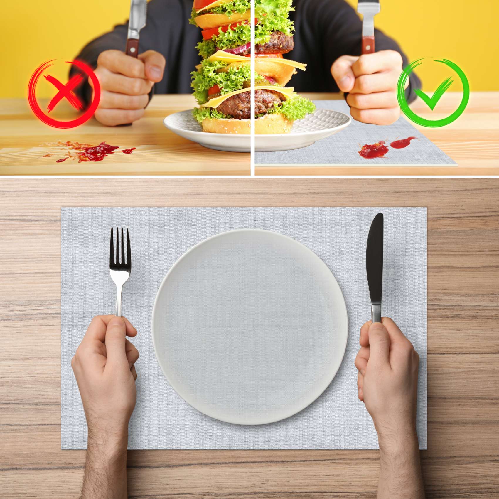 Platzsets Tischset Platzdeckchen abwaschbar Tischuntersetzer PVC hitzebeständig Uni Leinen light 30x45cm