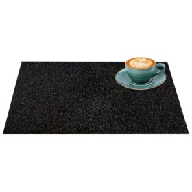 Platzsets Tischset Platzdeckchen abwaschbar Tischuntersetzer PVC hitzebeständig Glitzer Uni Schwarz 30x45cm
