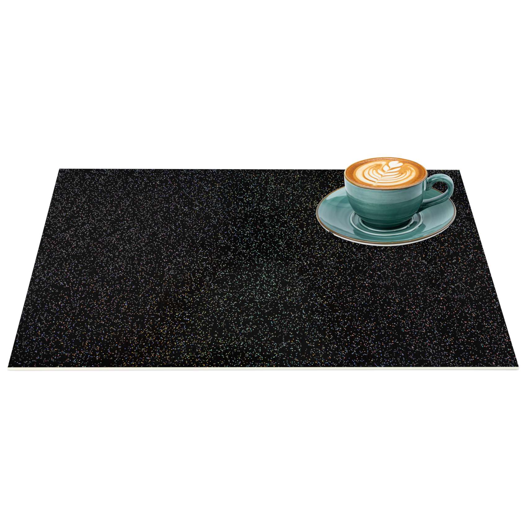 Platzsets Tischset Platzdeckchen abwaschbar Tischuntersetzer PVC hitzebeständig Glitzer Uni Schwarz 30x45cm