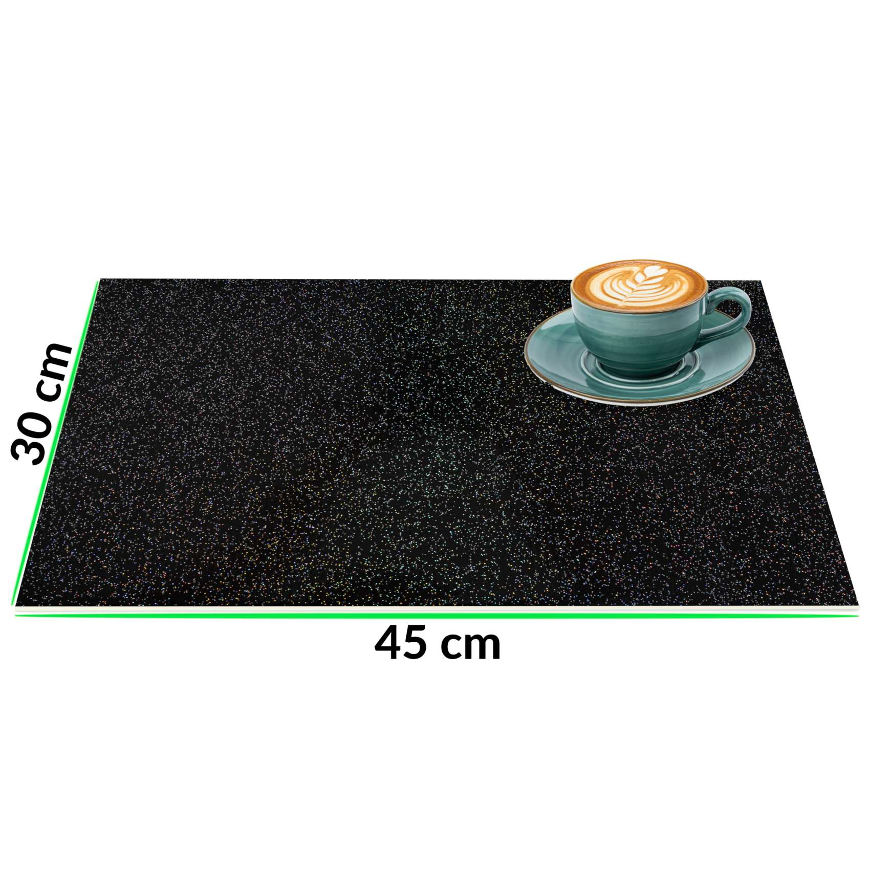 Platzsets Tischset Platzdeckchen abwaschbar Tischuntersetzer PVC hitzebeständig Glitzer Uni Schwarz 30x45cm