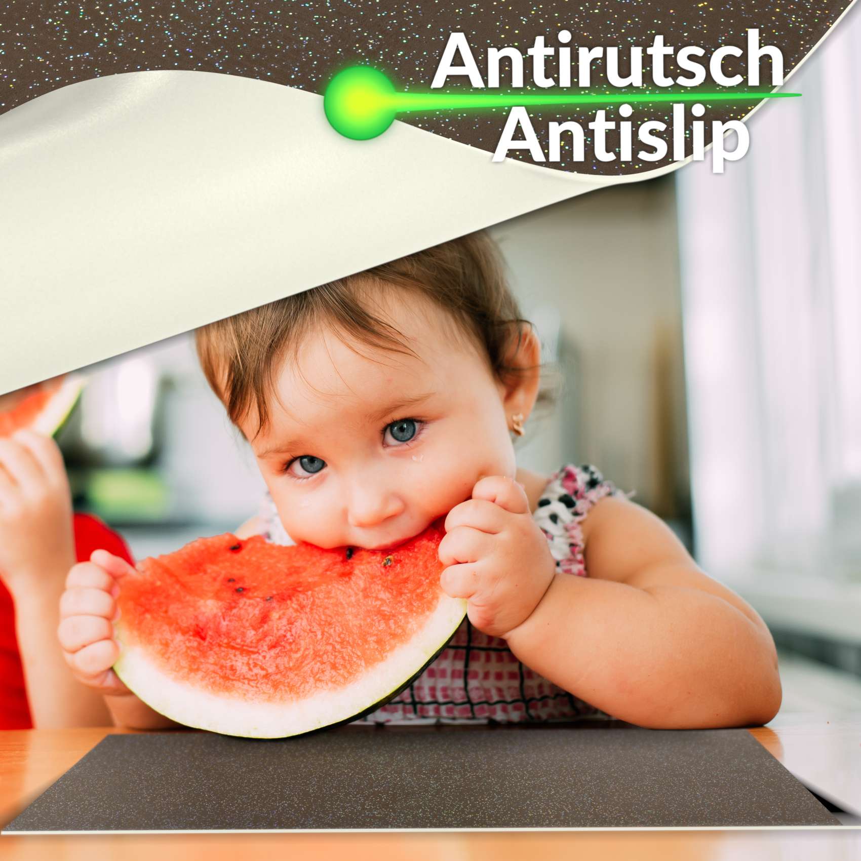 Platzsets Tischset Platzdeckchen abwaschbar Tischuntersetzer PVC hitzebeständig Glitzer Uni Braun 30x45cm