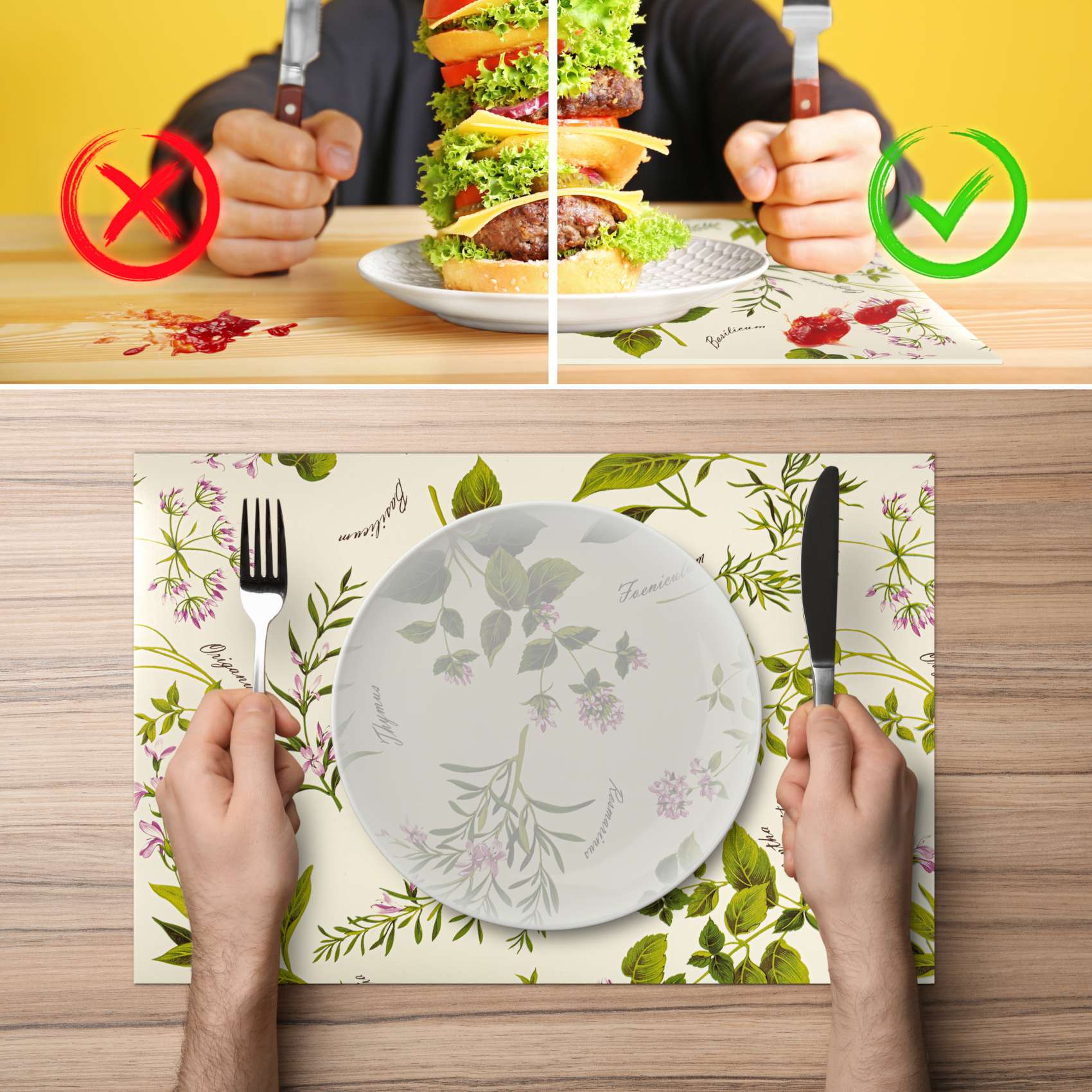 TTPL7932_80 Platzsets Tischset Platzdeckchen abwaschbar Tischuntersetzer PVC hitzebeständig Botanica 30x45cm