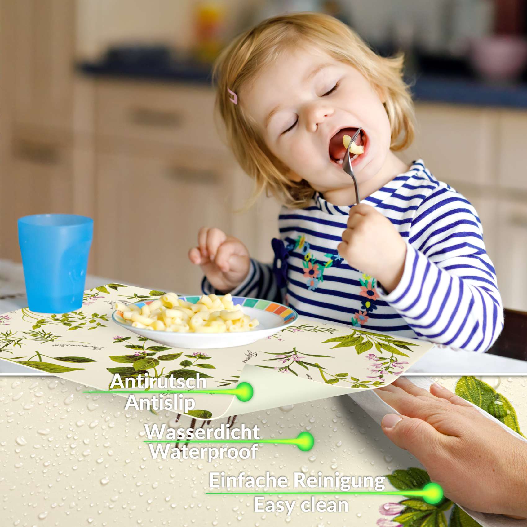 TTPL7932_30A Platzsets Tischset Platzdeckchen abwaschbar Tischuntersetzer PVC hitzebeständig Botanica 30x45cm