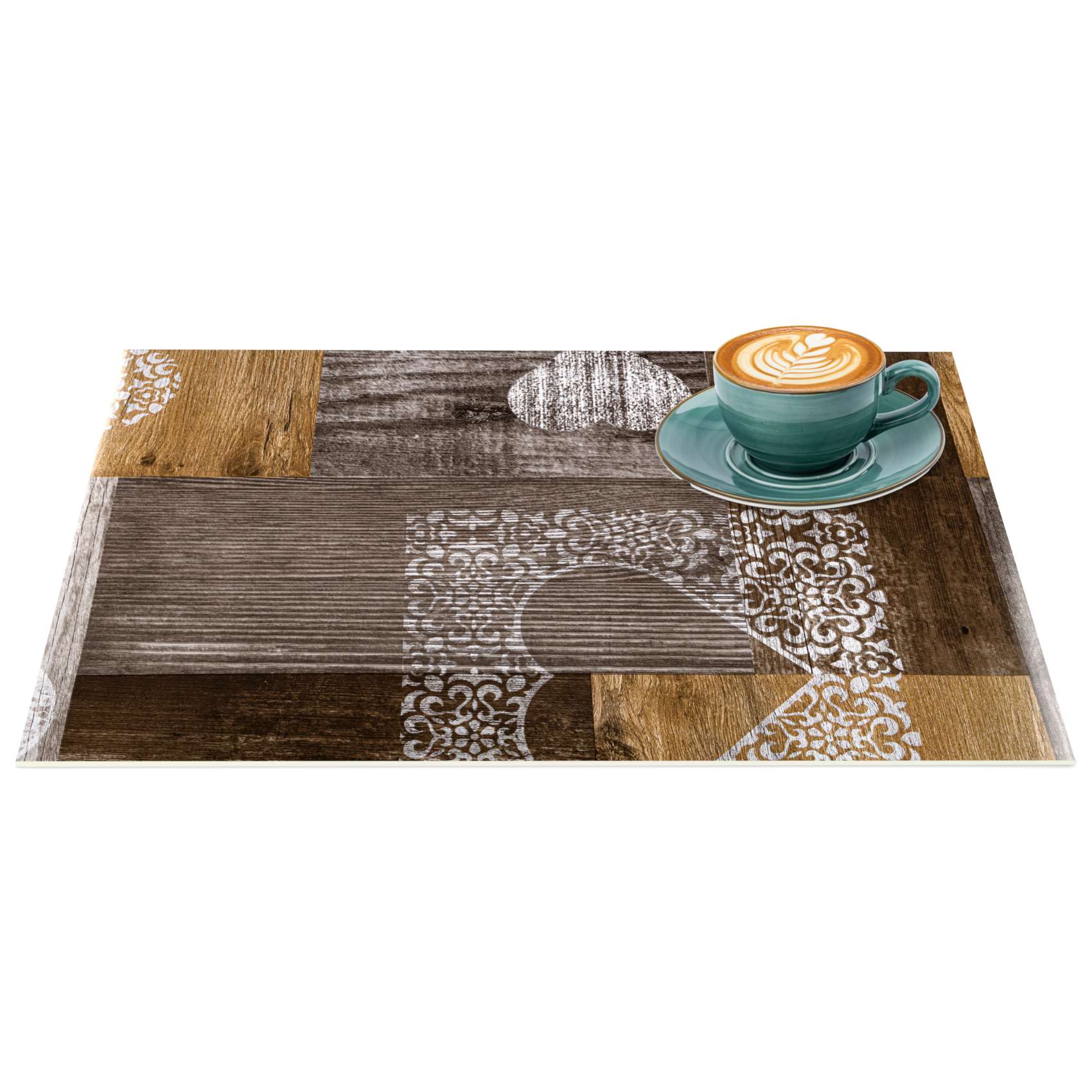 Platzsets Tischset Platzdeckchen abwaschbar Tischuntersetzer PVC hitzebeständig Holz Herz Liebe 30x45cm