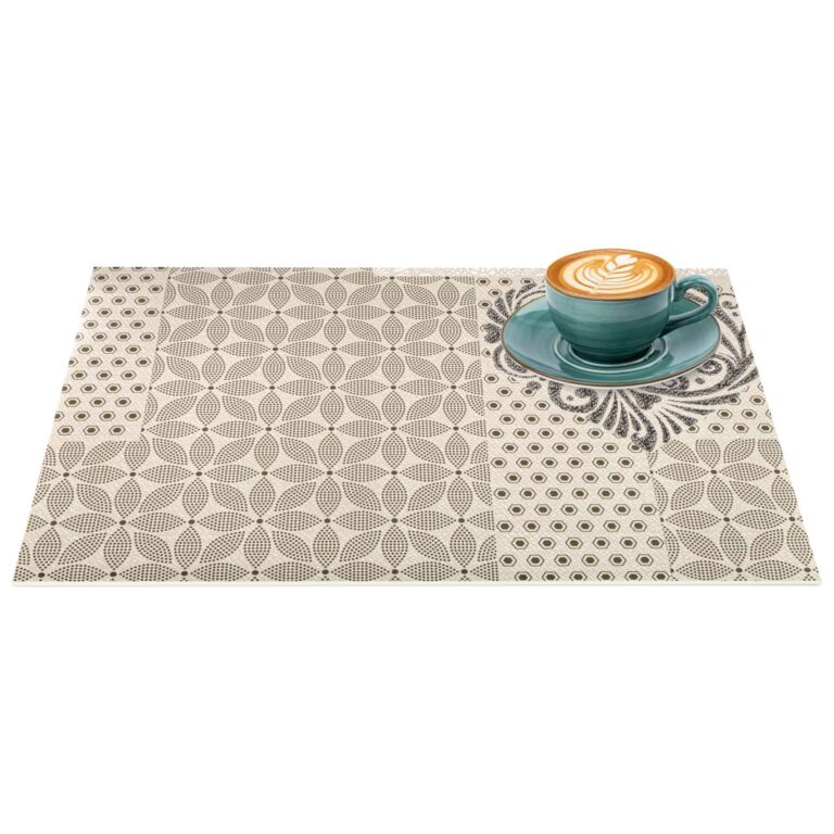 Tischsets Platzsets PVC Platzdeckchen abwaschbar Tischuntersetzer Beige Ornament 30 x 45 cm Tischschutzfolie nach Maß, Oval, Rund und nach Ihre Skizze!