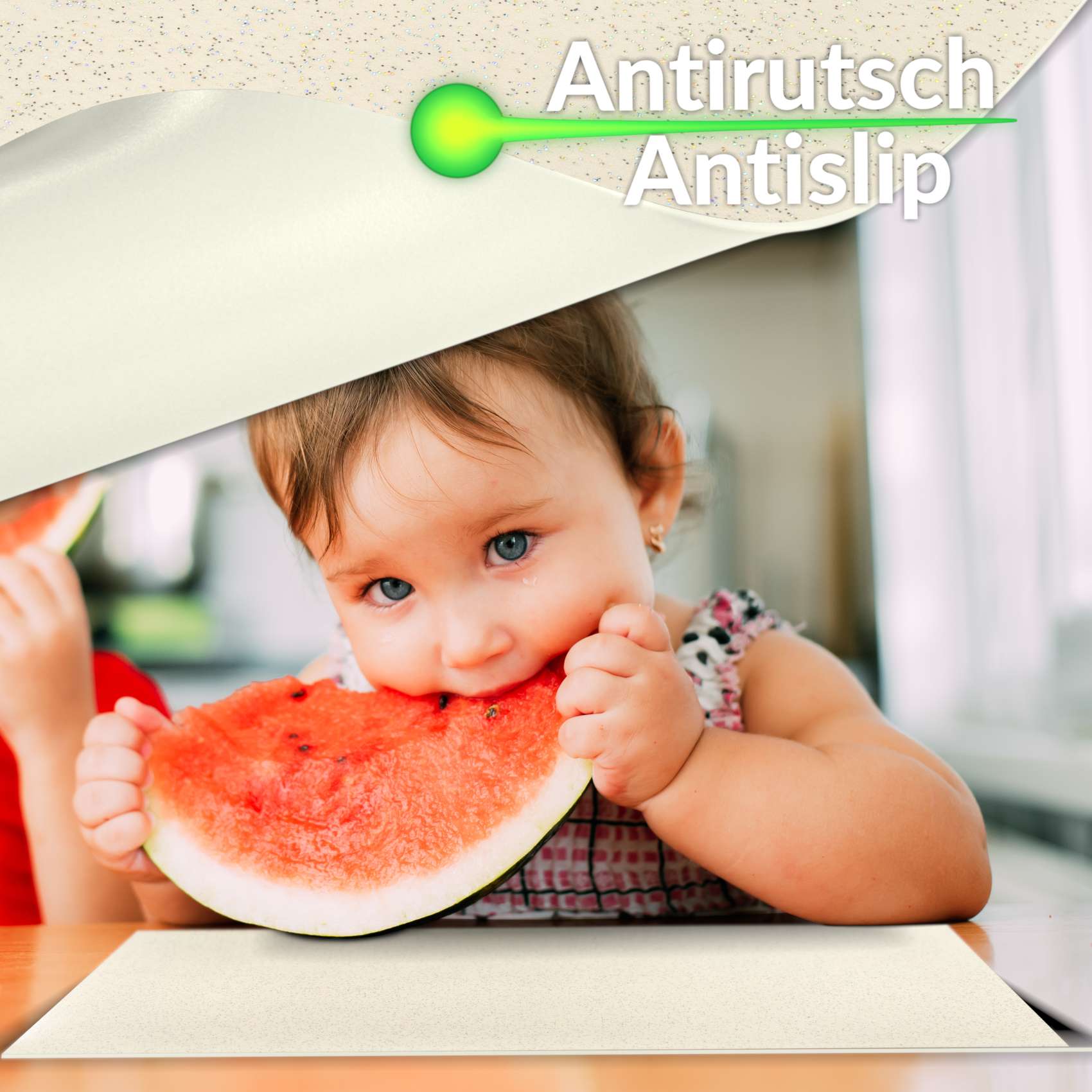 Platzsets Tischset Platzdeckchen abwaschbar Tischuntersetzer PVC hitzebeständig Glitzer Uni Beige 35x50cm