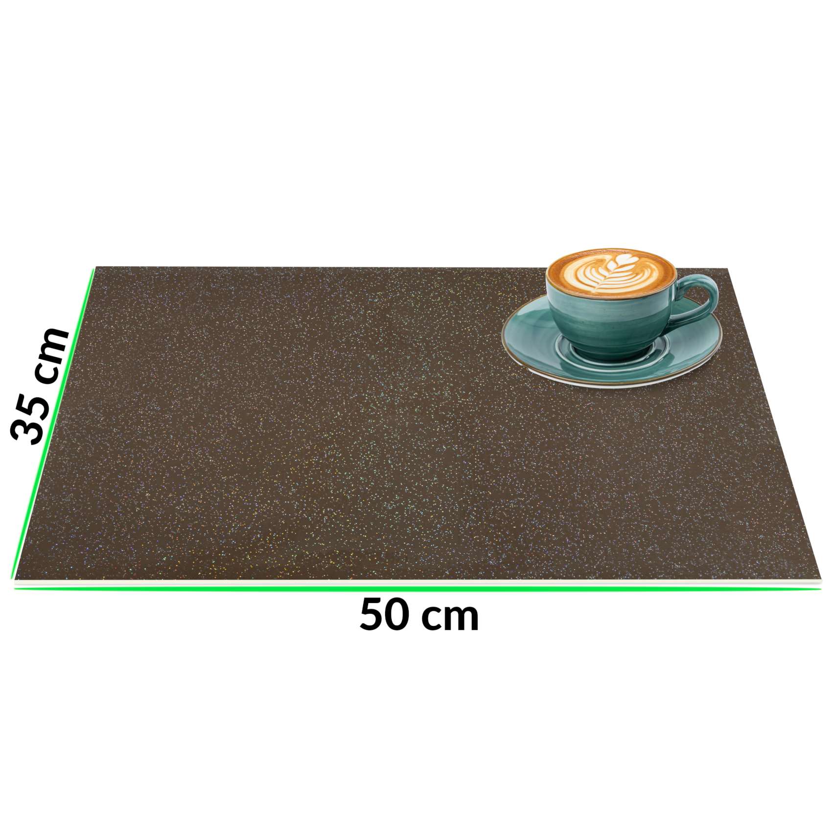 Platzsets Tischset Platzdeckchen abwaschbar Tischuntersetzer PVC hitzebeständig Glitzer Uni Braun 35x50cm