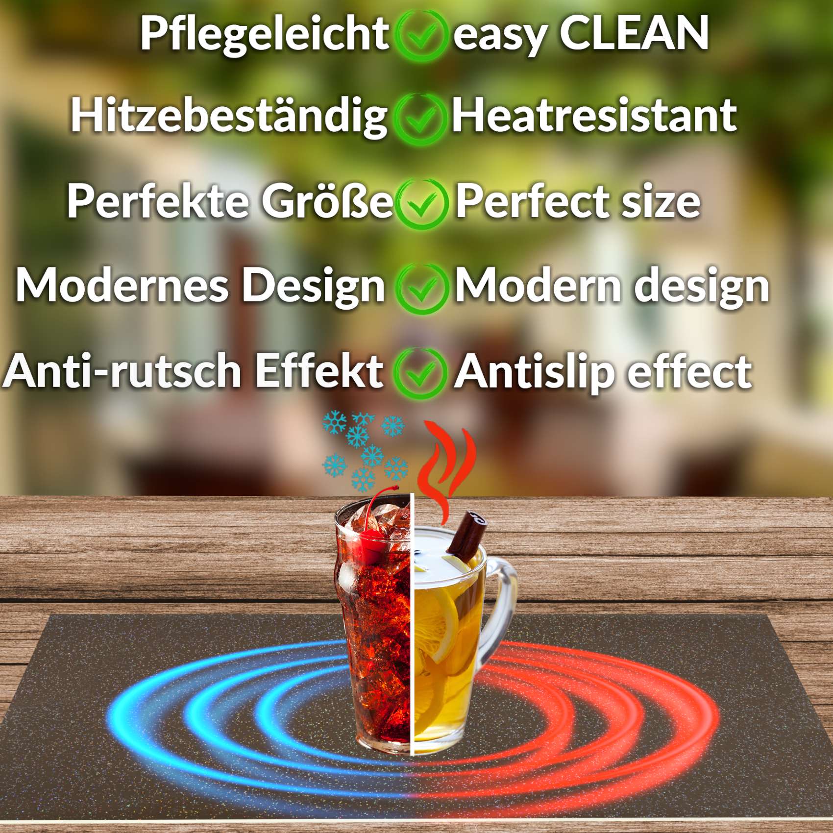 Platzsets Tischset Platzdeckchen abwaschbar Tischuntersetzer PVC hitzebeständig Glitzer Uni Braun 35x50cm