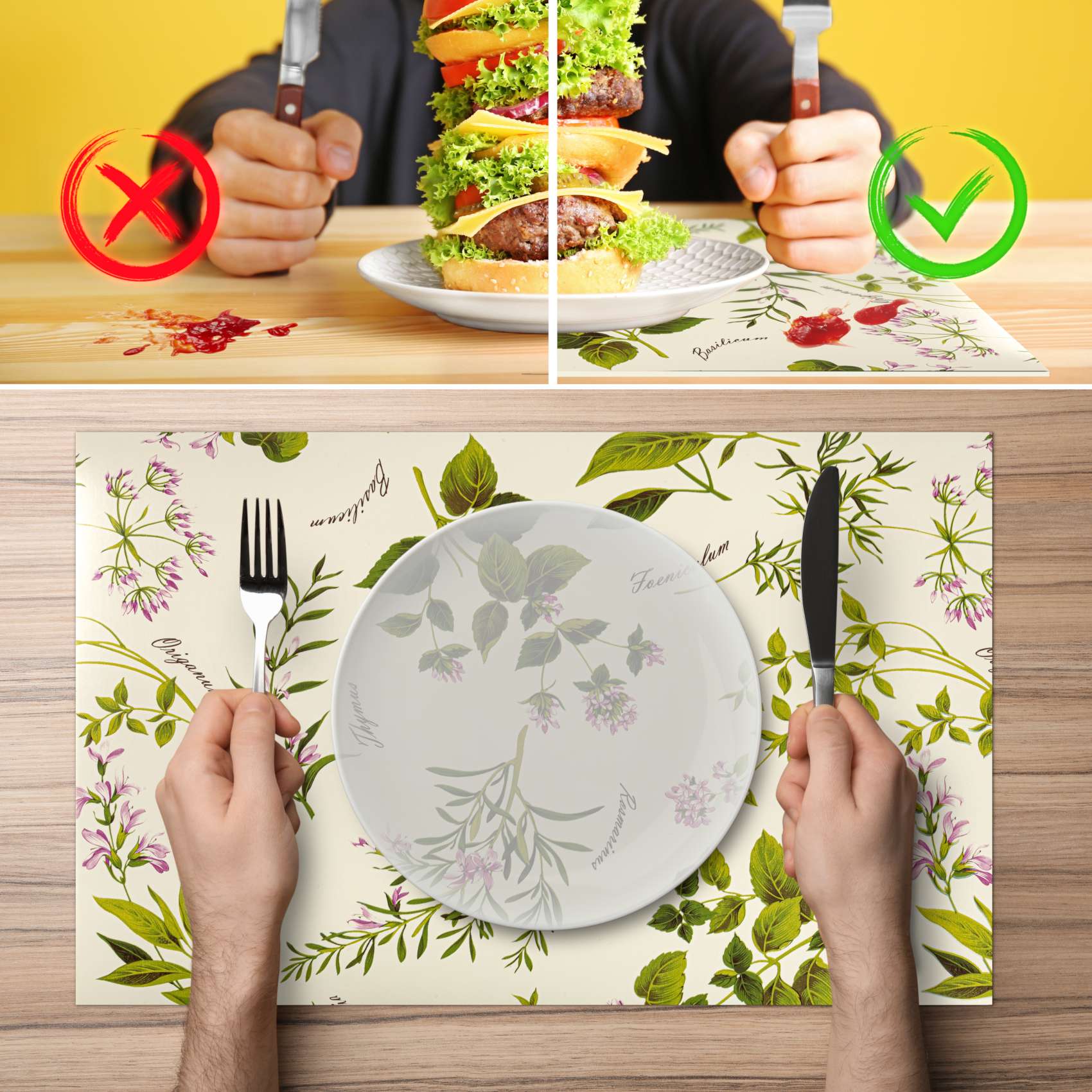 Platzsets Tischset Platzdeckchen abwaschbar Tischuntersetzer PVC hitzebeständig Botanica 35x50cm