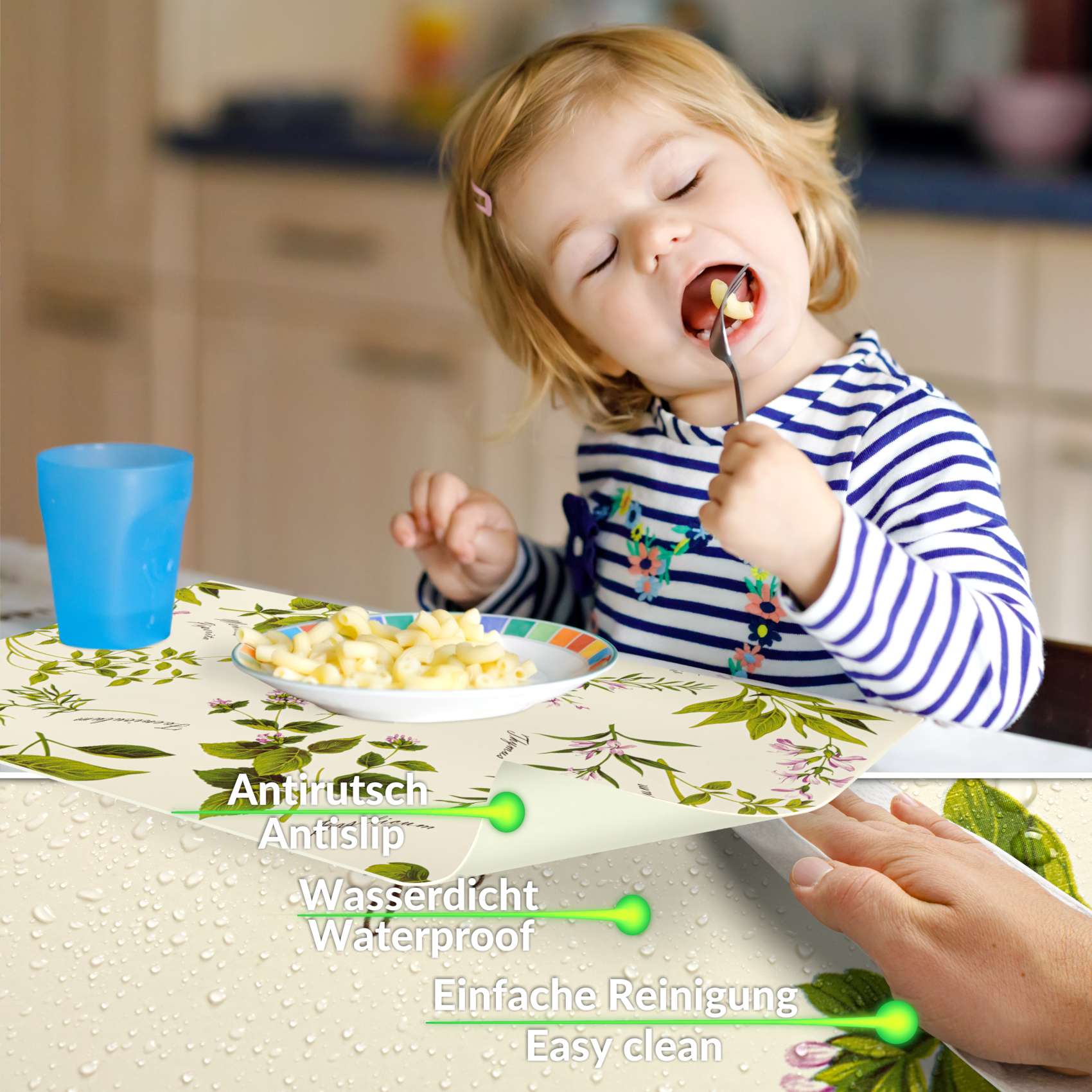 Platzsets Tischset Platzdeckchen abwaschbar Tischuntersetzer PVC hitzebeständig Botanica 35x50cm